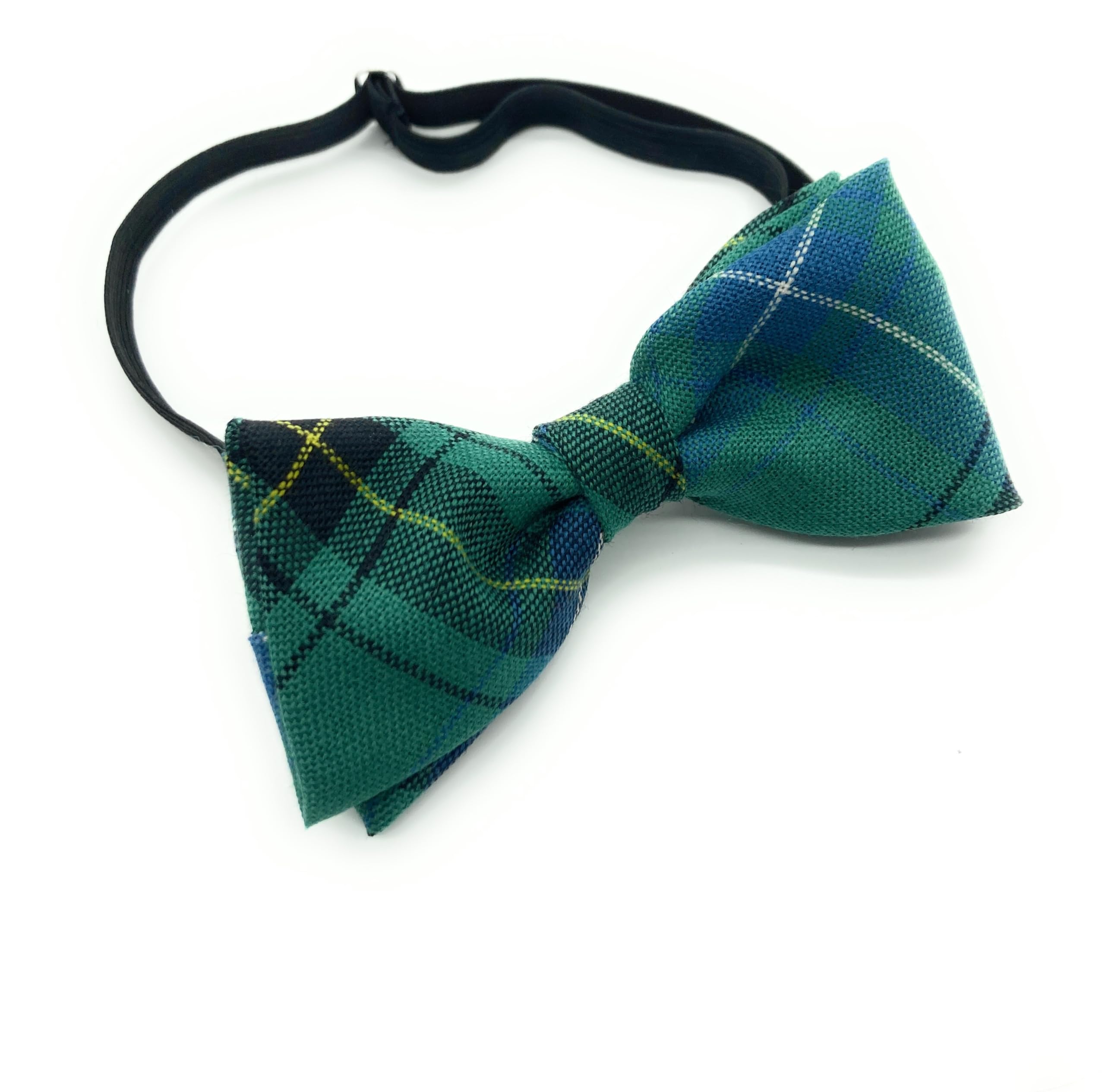 Highland Tweed Green Gents Pure Wool Henderson Ancient Tartan Bow Tie Made In Scotland