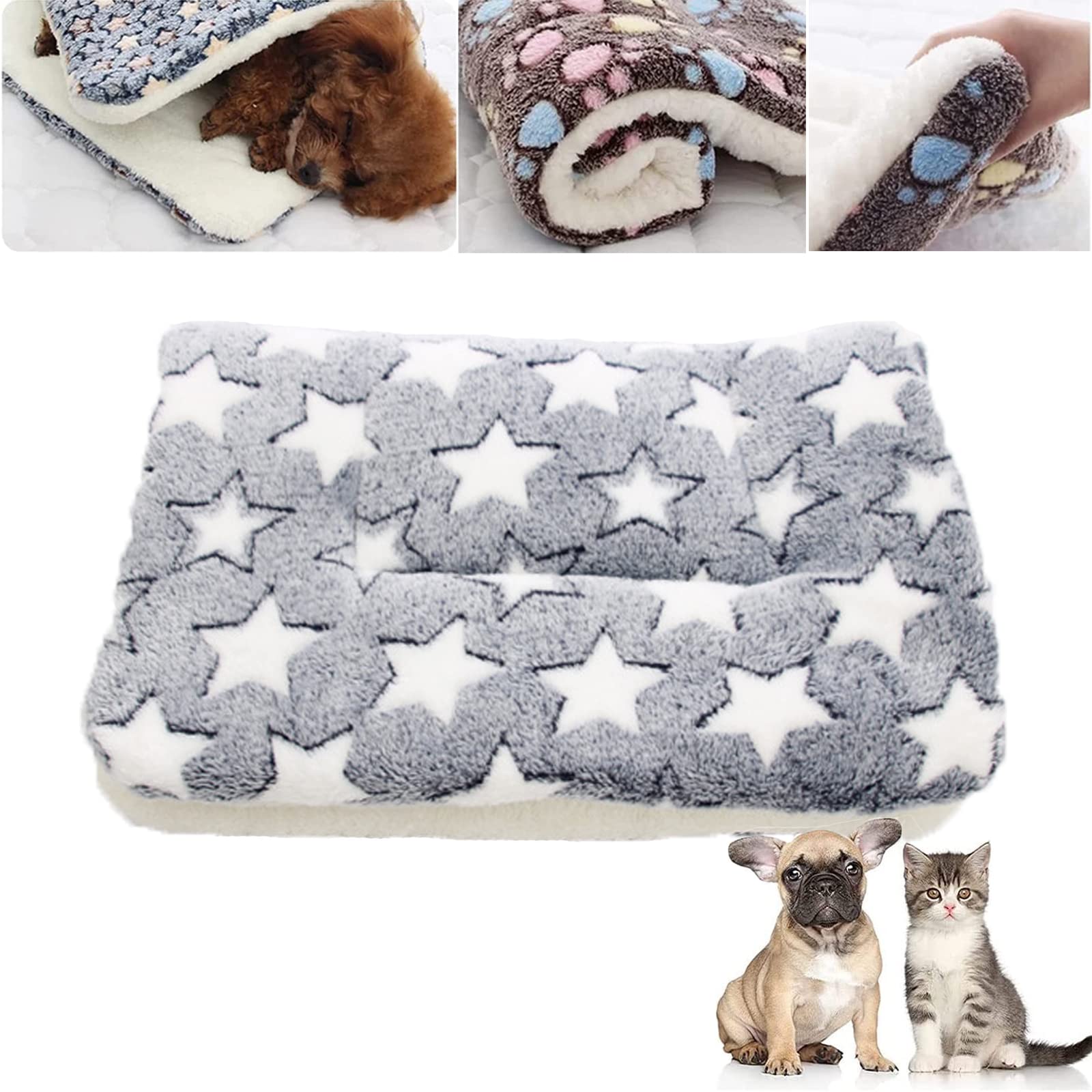 SENGHUI Cozy Calming Cat Blanket, Cat Bed Self Heating Pet Pad, Ultra Soft and Warm Dog Cat Bed Mat Flannel Blanket, Dog Blankets for Indoor Cats, Warm Pet Mat in (C,S)