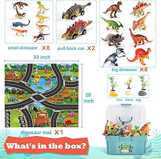 HahaGift 25 Pieces Dinosaur Toys for 3 4 5 6 Year Old Boys Gifts, Dino Games for Kids Age 3 4 5 6 7 Year Old Boy Toys, Dinosaur Figures Play Mat Set for Boys Toy Age 3-5 Gifts for 3-6 Year Old Girls
