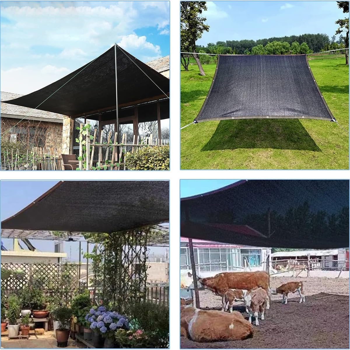 Recular Żagiel z przelotkami, 80% ochrona przed promieniowaniem UV, do ogrodu, roślin Pera, na patio i podwórko (czarny, 2 x 5 m)