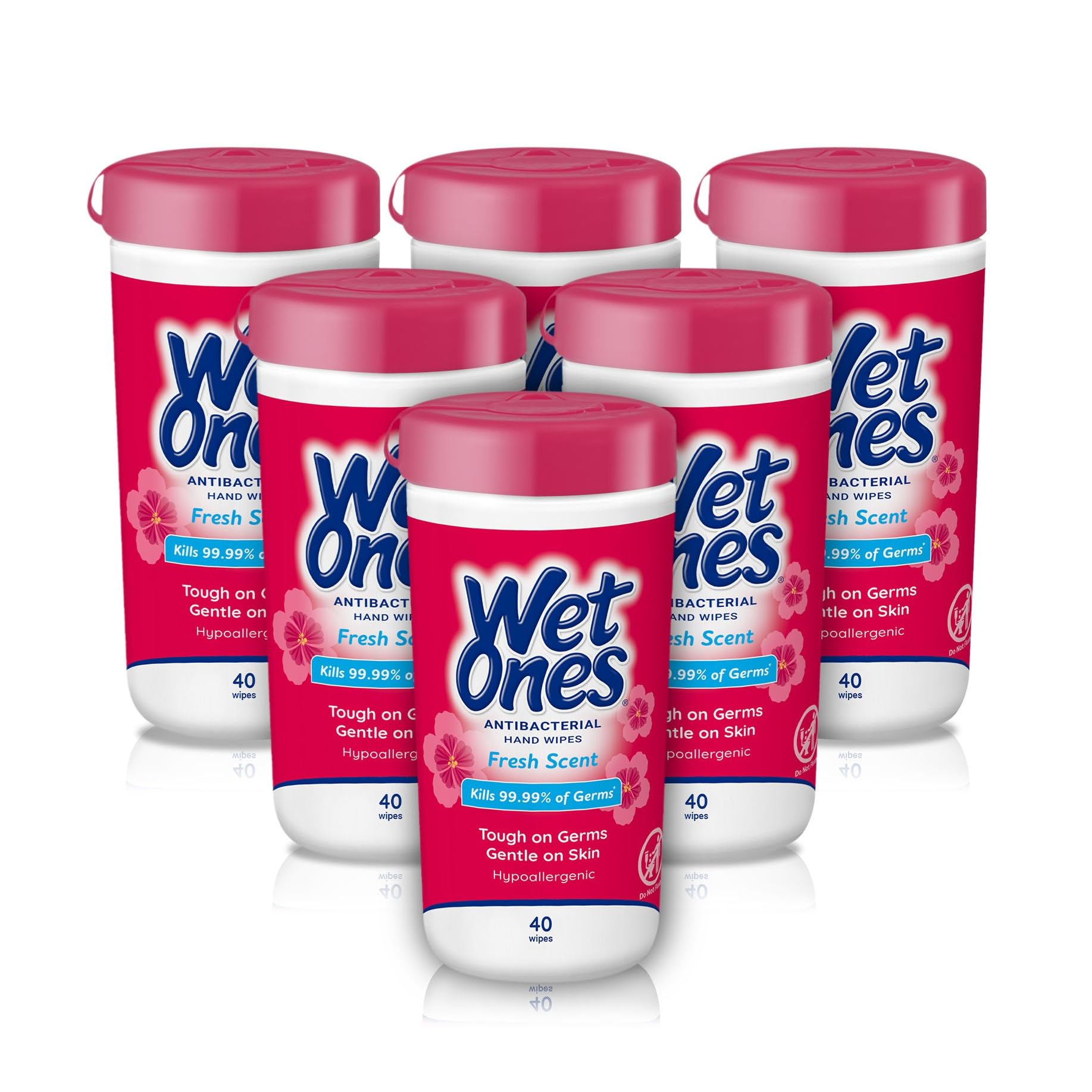 Wet Ones Antibacterial Hand Wipes, Fresh Scent Wipes | Antibacterial Wipes, Hand Sanitizer Wipes, Wet Ones Wipes, 40 ct. Canister (6 pack)