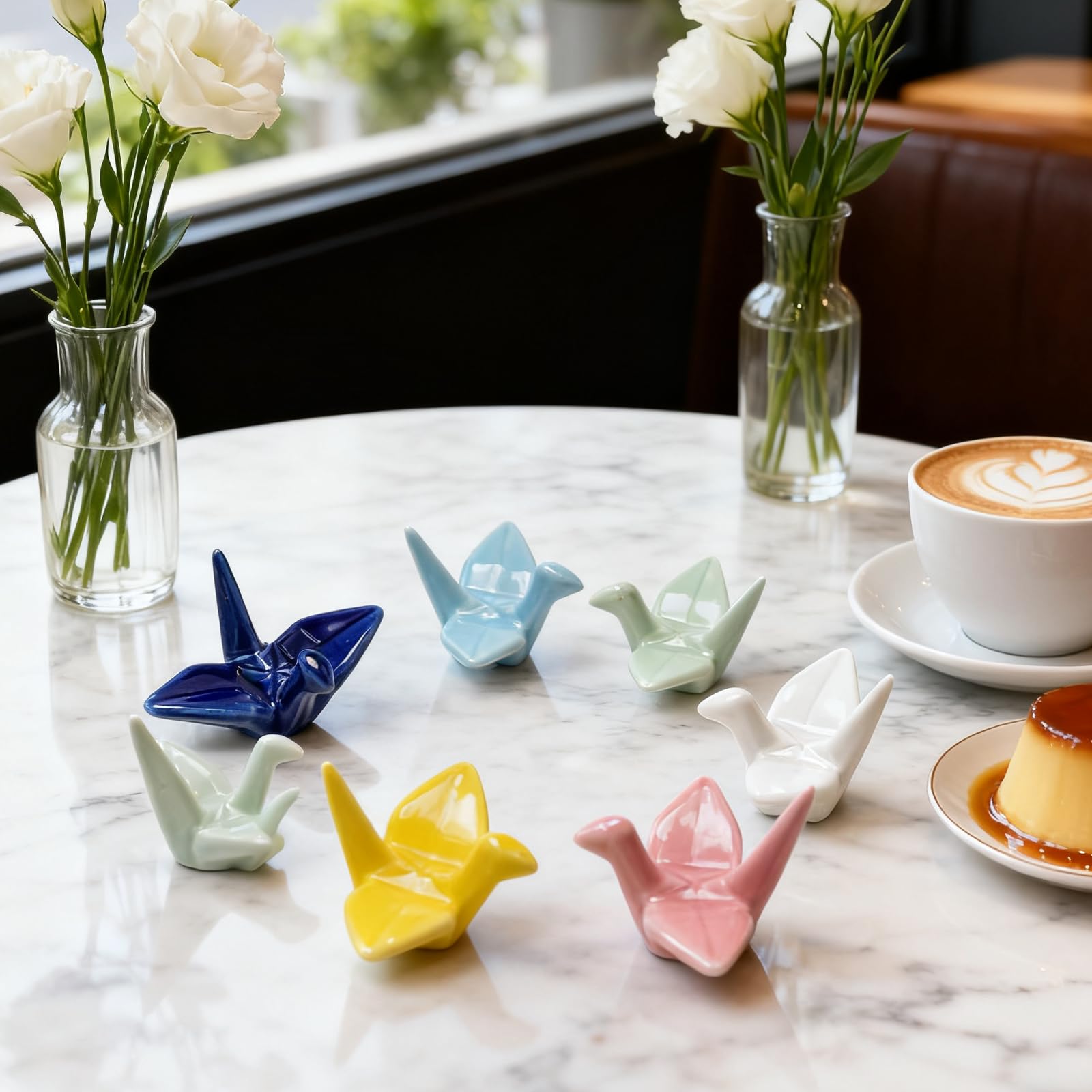 6 soportes de cerámica para palillos de porcelana para cuchara, palillos, cuchillos, vajilla, grúa de origami
