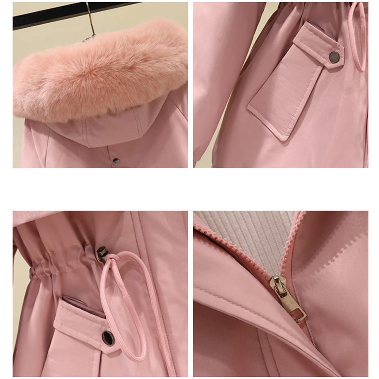 Genérico Chaqueta Ultraligera Mujer,Chaqueta De Invierno Para Mujer CáLida Gruesa Larga Con Bolsillos