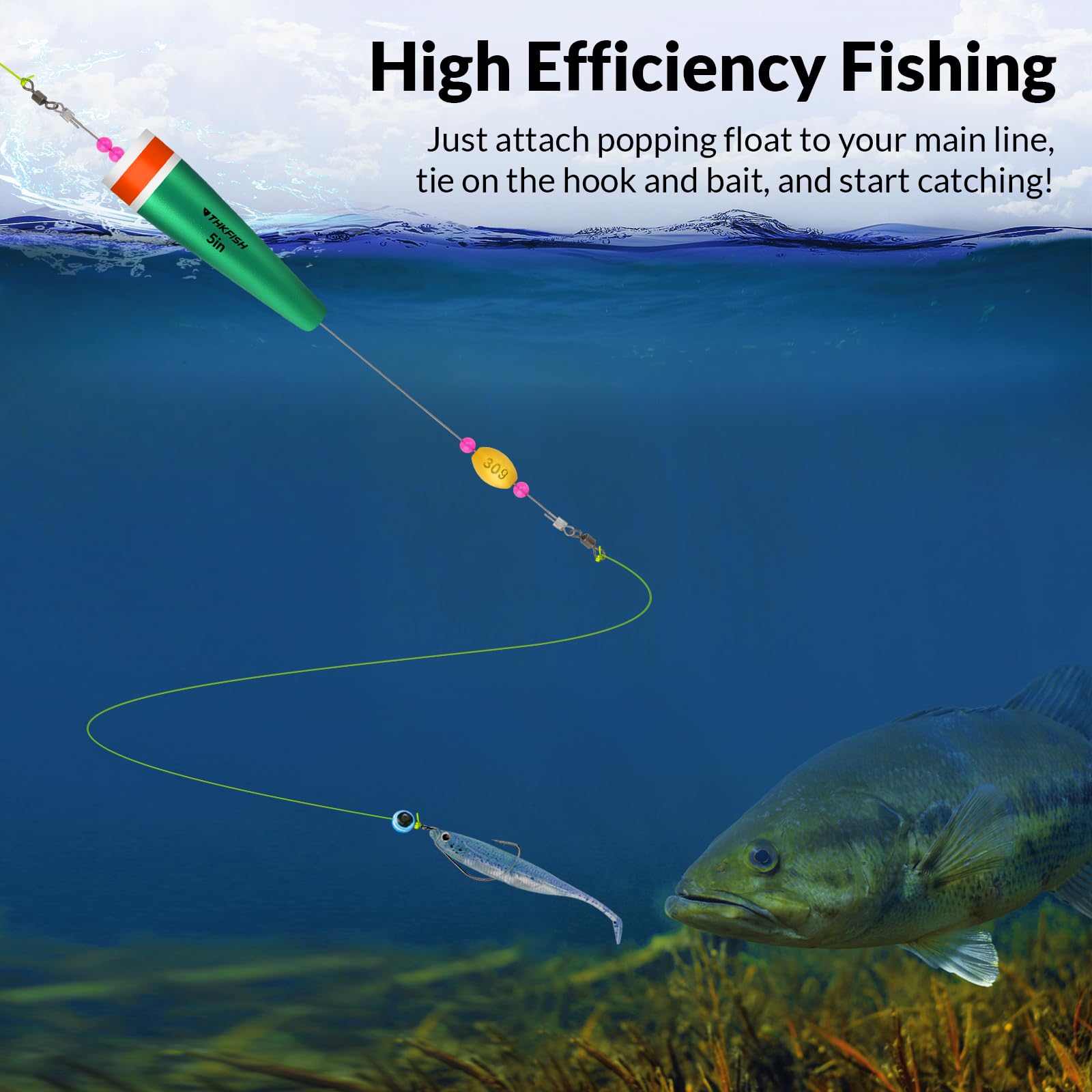 THKFISH Fishing Floats Bobbers Fishing Popping Cork Trout Float Rig ...