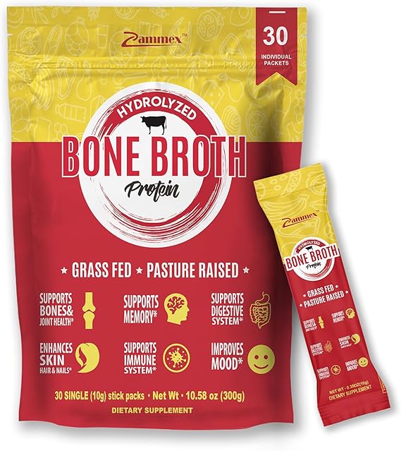 Zammex Bone Broth Packets20g Collagen ProteinBeef Bone