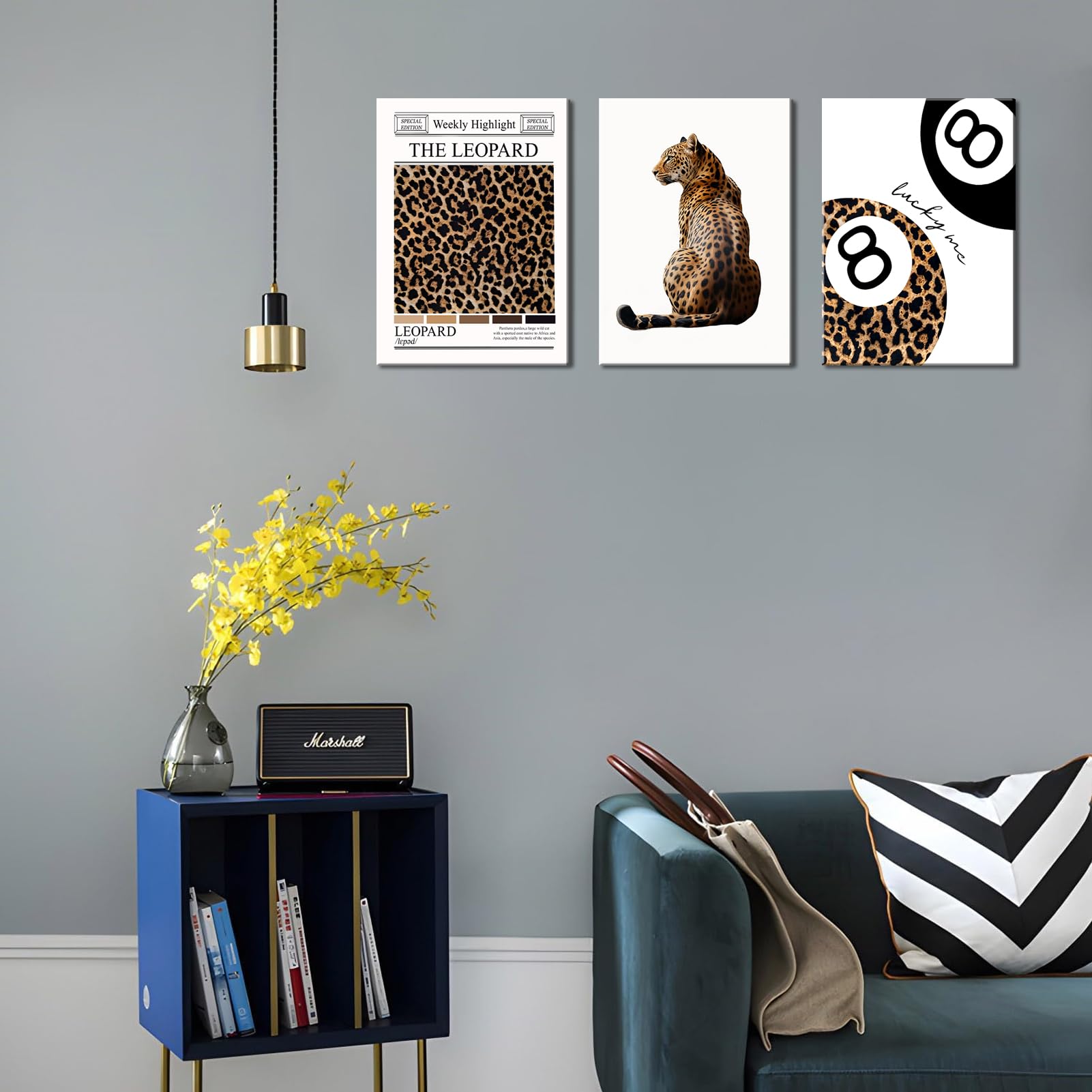 Lot De 3 Affiches Motif Léopard étoile - Toile 30x45 Cm, Décoration Murale Chambre Fille