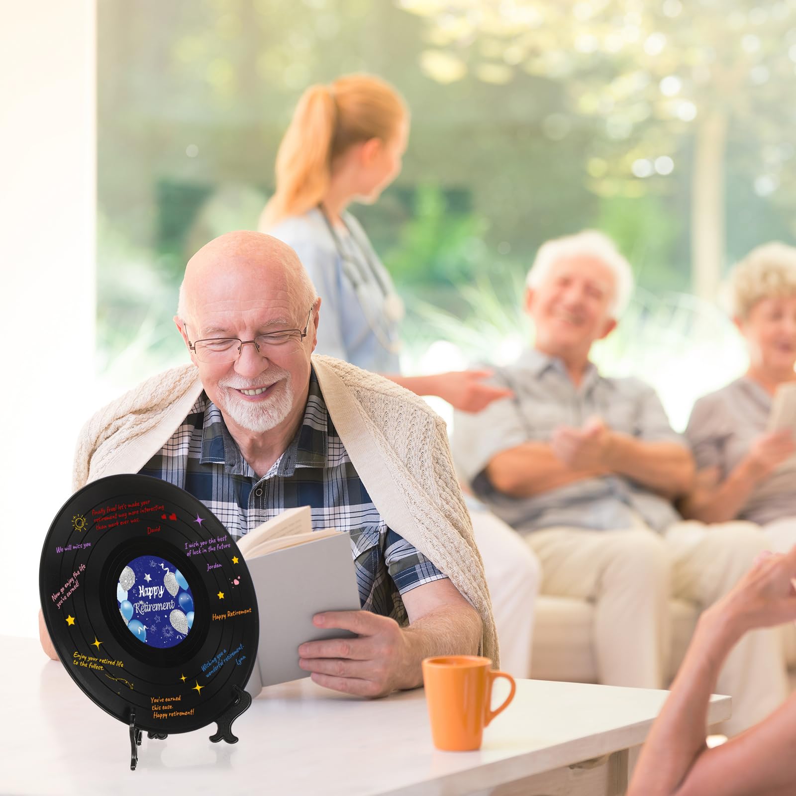 Happy Retirement Decoration Libro degli ospiti per la pensione da firmare disco in vinile con penna firmata, regalo di addio per feste di addio, regalo di addio per uomini e donne