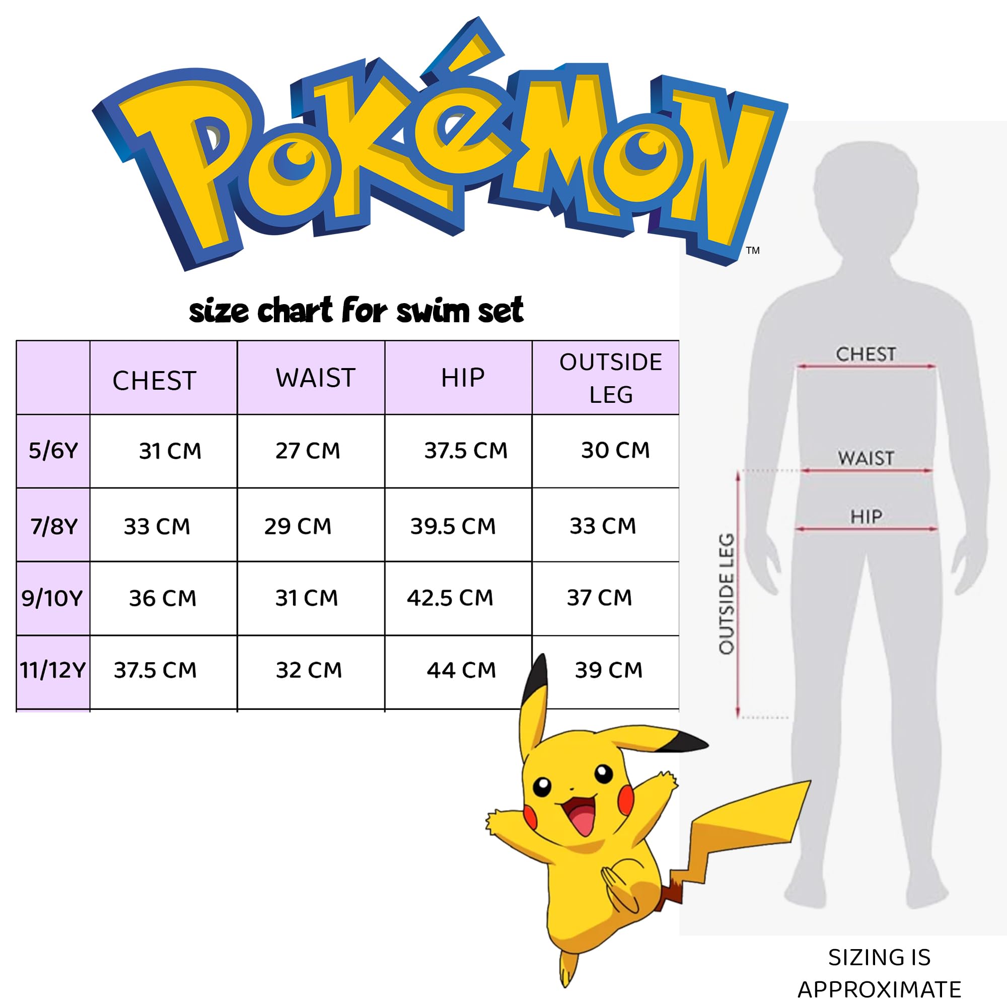 Pokemon Zestaw kąpielowy dla chłopców, 2-częściowy, szorty kąpielowe i koszulka, ochrona przed promieniowaniem UV, kostium kąpielowy dla chłopców w wieku 5-12 lat