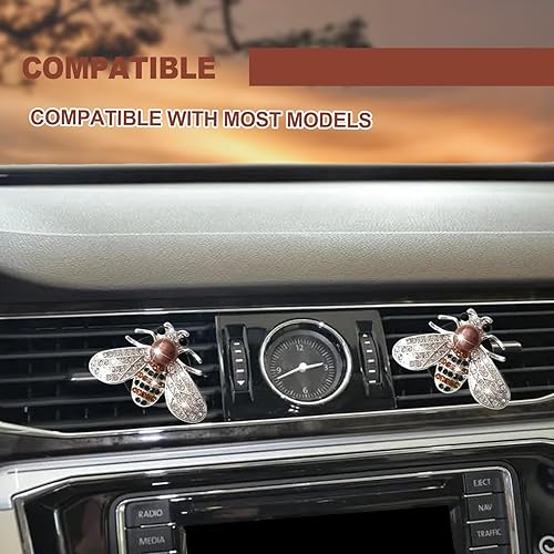 Miniatura 7 de 2 clips de ventilación de abeja brillantes, clip de ventilación para difusor de automóvil, decoración interior de automóvil con diamantes de