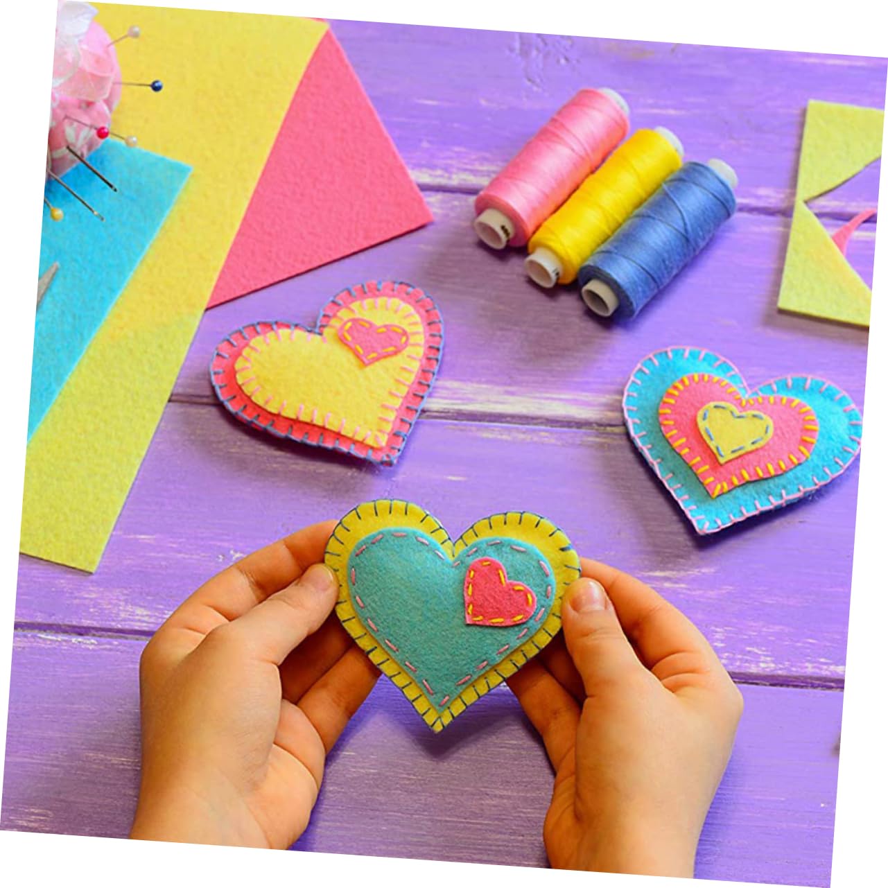 Tofficu 2 Sätze Filzstoff Selber Machen Felt Board DIY Filzstoff Handgemachte Bastelmaterialien Bastel-Patchwork Polsterstoff Stickerei-Stoff Filzmaterial DIY -versorgung 40 Stück * 2