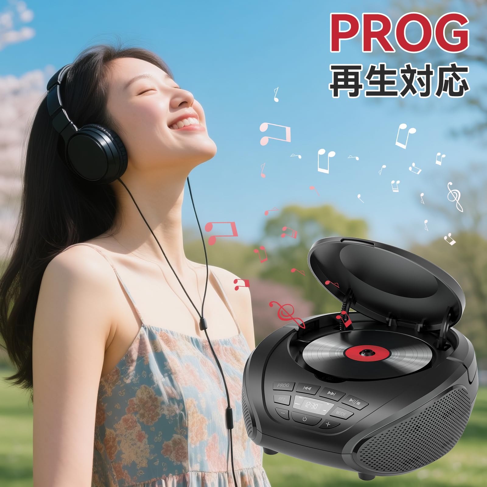 Amazon.co.jp: Gueray cdプレーヤー FMラジオ スピーカー内蔵 ハンドル