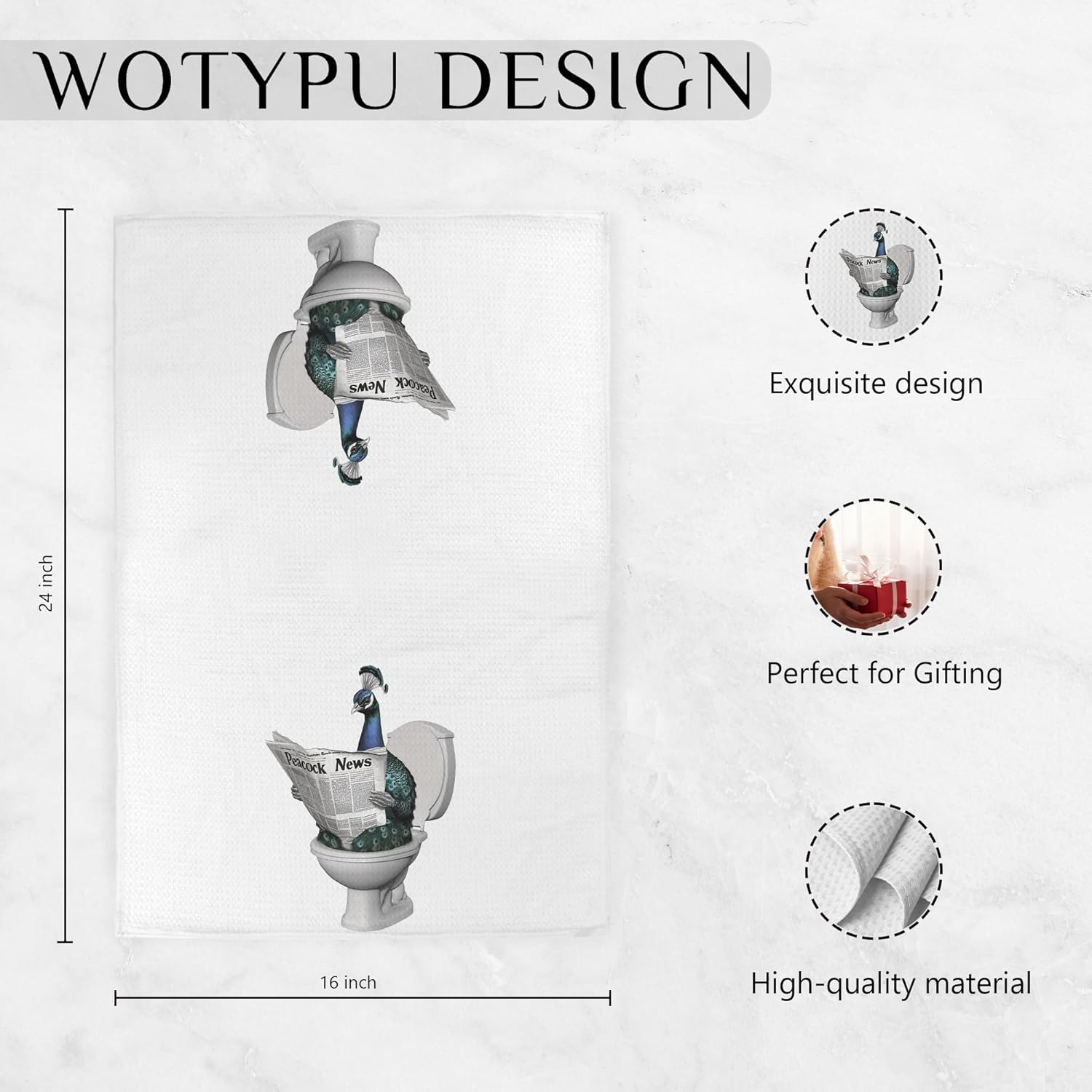 Funny Peacock Gifts Hand Towels for Bathroom, Peacock Lover Gifts, Funny Peacocks Decorative Hand Towels for Kids Guest Bathroom Washroom Power Room Vanity Half Bath, 16X24 Inch - Image 6