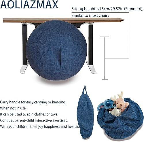 Miniatura 22 de Cubierta de bola sentada, adaptador de clavija de tapón de aire, 25.6 pulgadas y 29.5 in, bola de parto, cubierta de bola de ejercicio para bola de