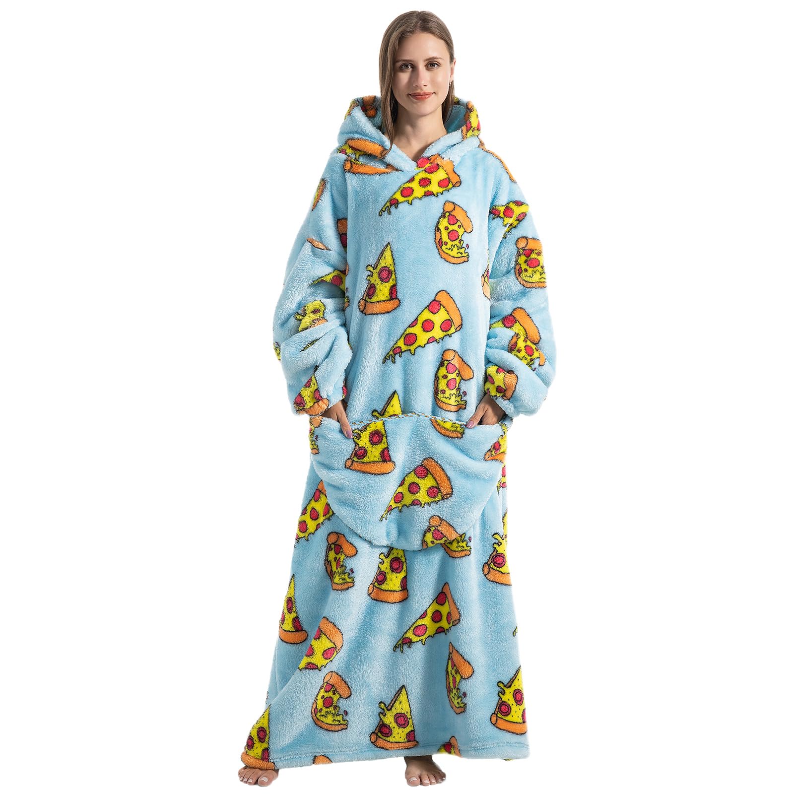 Women's Blanket with Hood, Sleeves and Pocket – Winter Wearable Sweatshirt, Warm Fleece Blanket for Sofa and Home | One Size