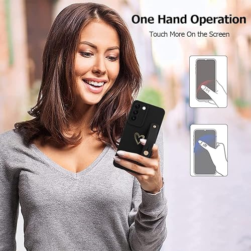 Miniatura 2 de Fiyart Funda diseñada para Galaxy S22 5G con soporte para teléfono, bonito patrón de corazones de amor, funda protectora delgada de protección de