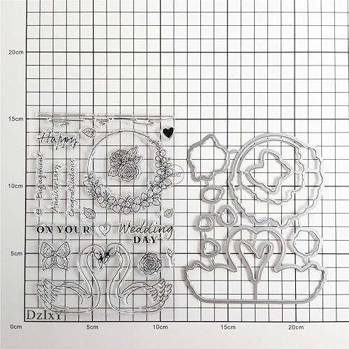 Miniatura 8 de DzIxY Flores frescas Osos sellos transparentes y troqueles de corte de metal para hacer tarjetas, kit de papel para álbumes de recortes, suministros