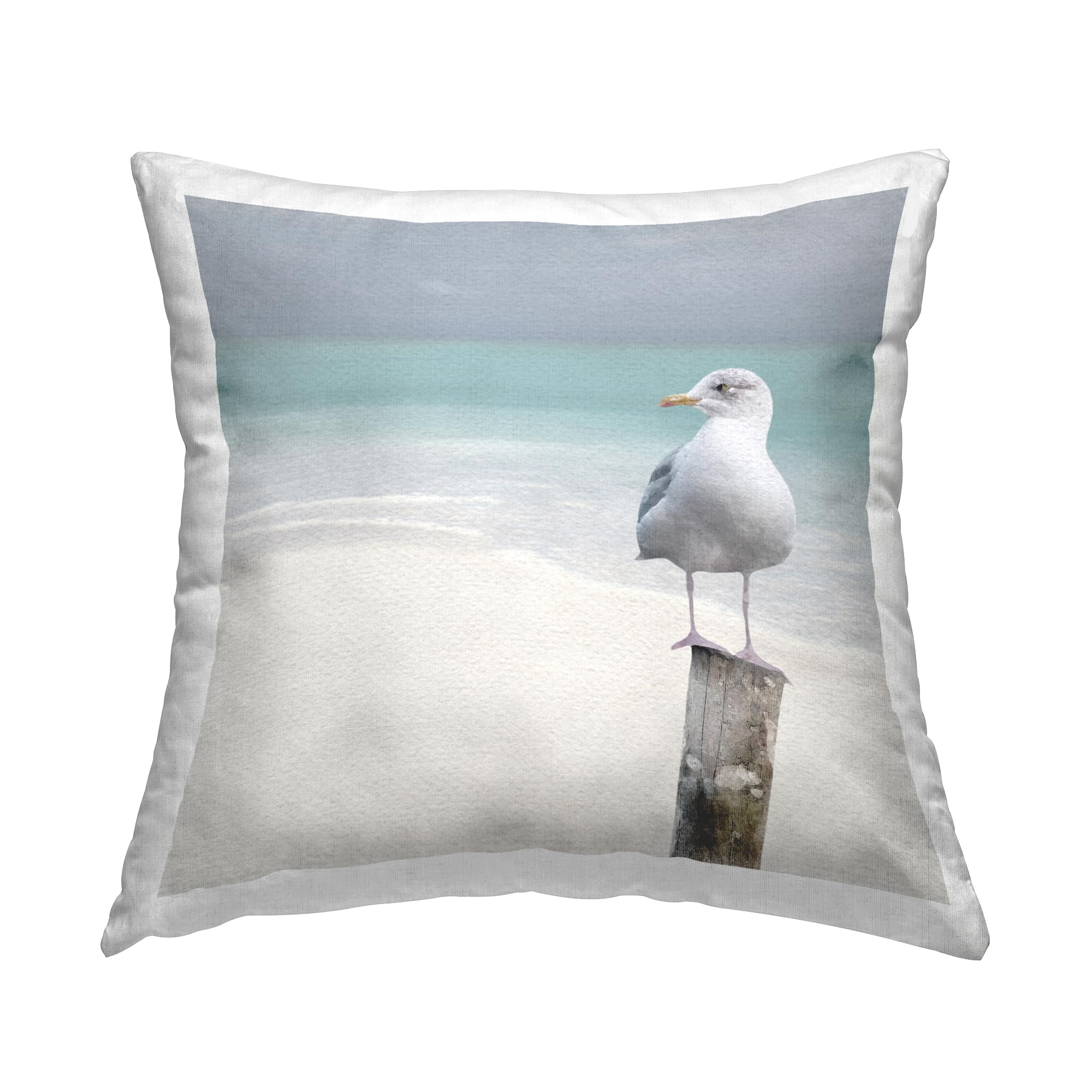 Stupell IndustriesSeagull Perched Landscape LSR Design Studio Throw Pillow, 18 x 18, Blue