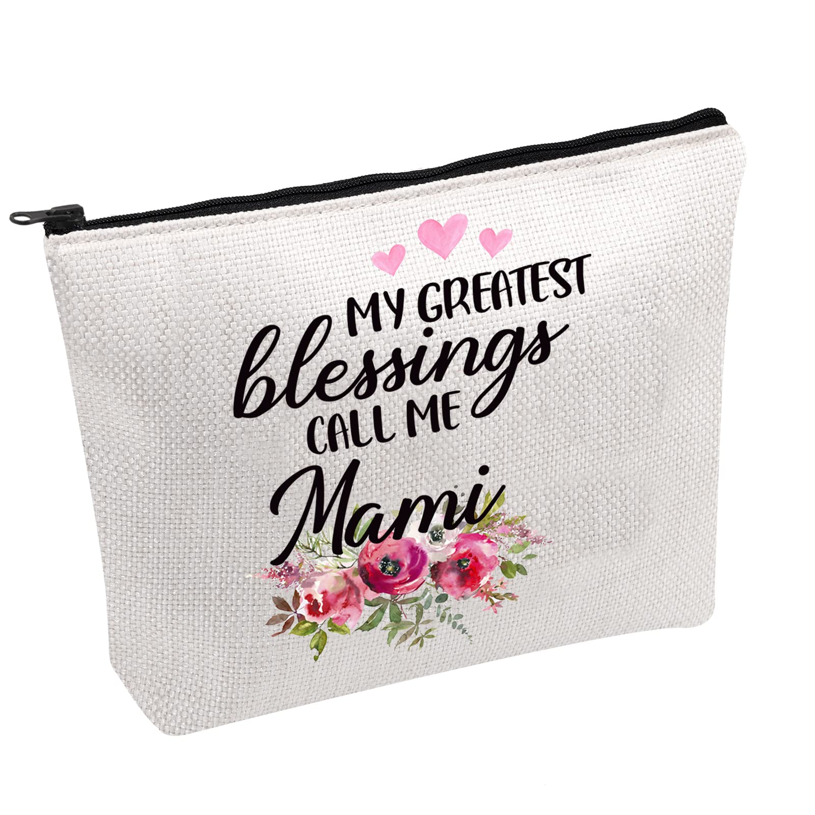 PWHAOO Mami Gifts My Greatest Blessings Call Me Mami Makeup Bag Mother's Day Gift For Mom Grandma (Call Me Mami B)