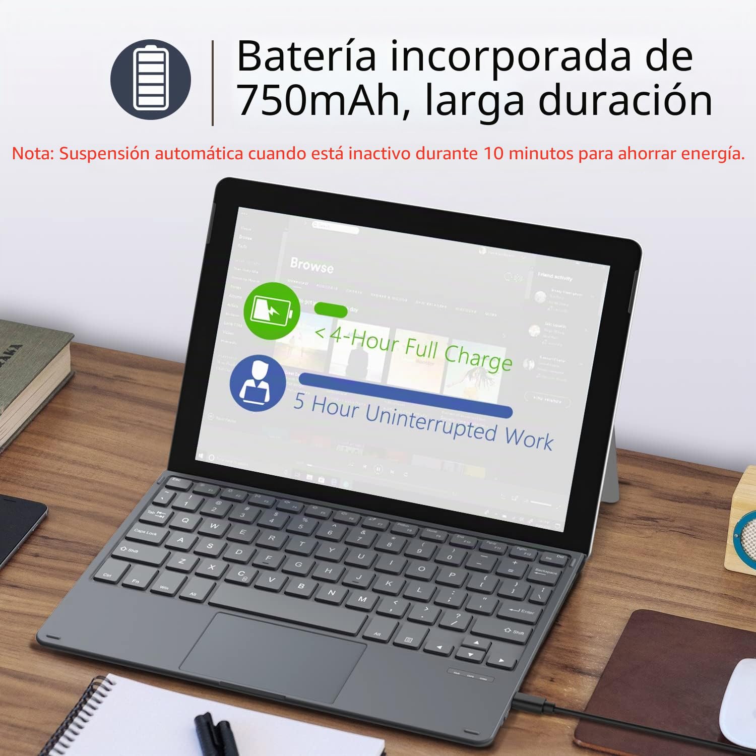 MoKo Keyboard for Surface Go 4 2023 / Go 3 2021 /Go 2 2020 /Go 2018,Grigio | Wireless Bluetooth Tablet Computer Keyboard with Micro-USB Charging Cable and Built-in Recargable Battery
