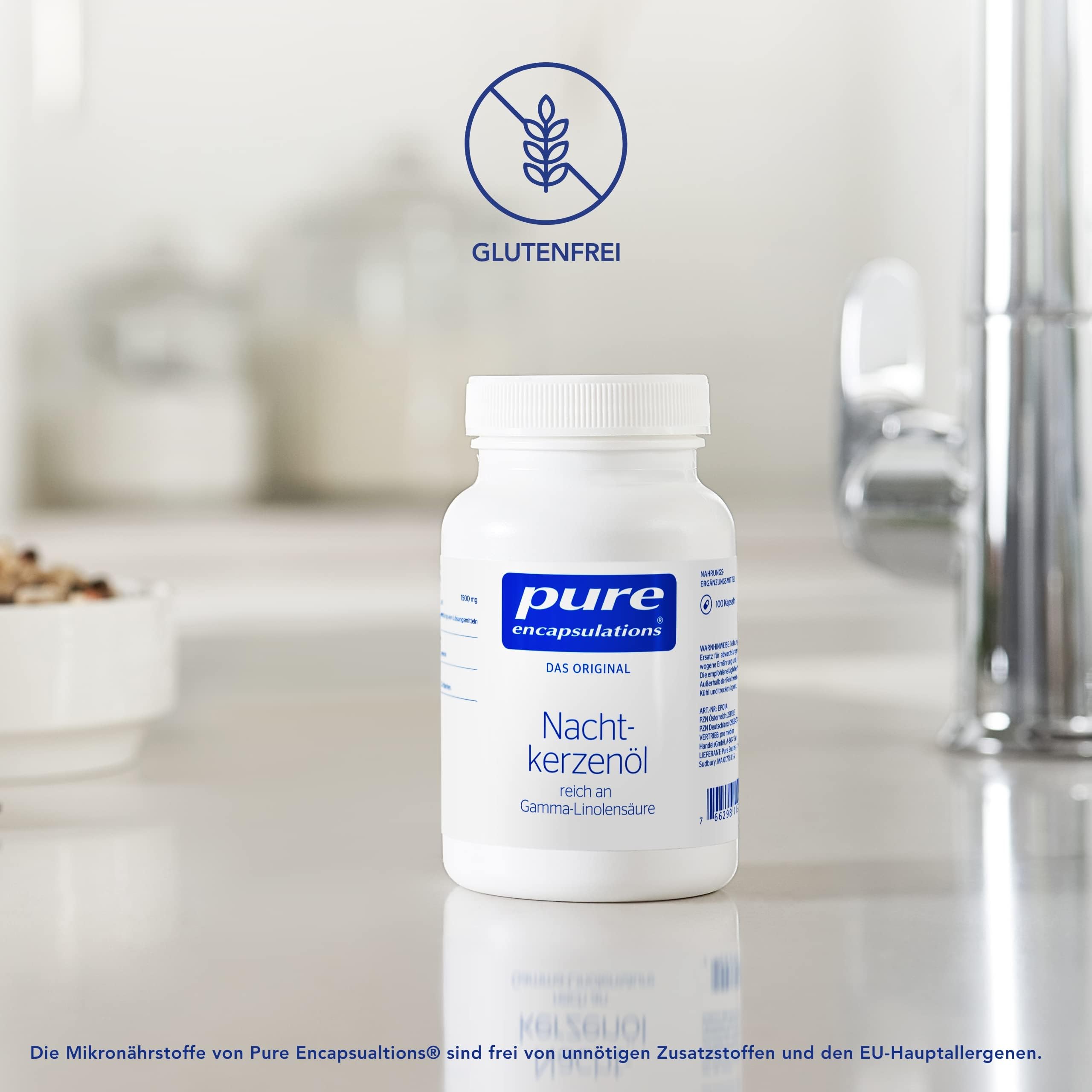 Pure Encapsulations - Nachtkerzenöl - Kalt gepresst, 9% Gamma-Linolensäure, Skincare Nahrungsergäzungsmittel - 100 Kapseln