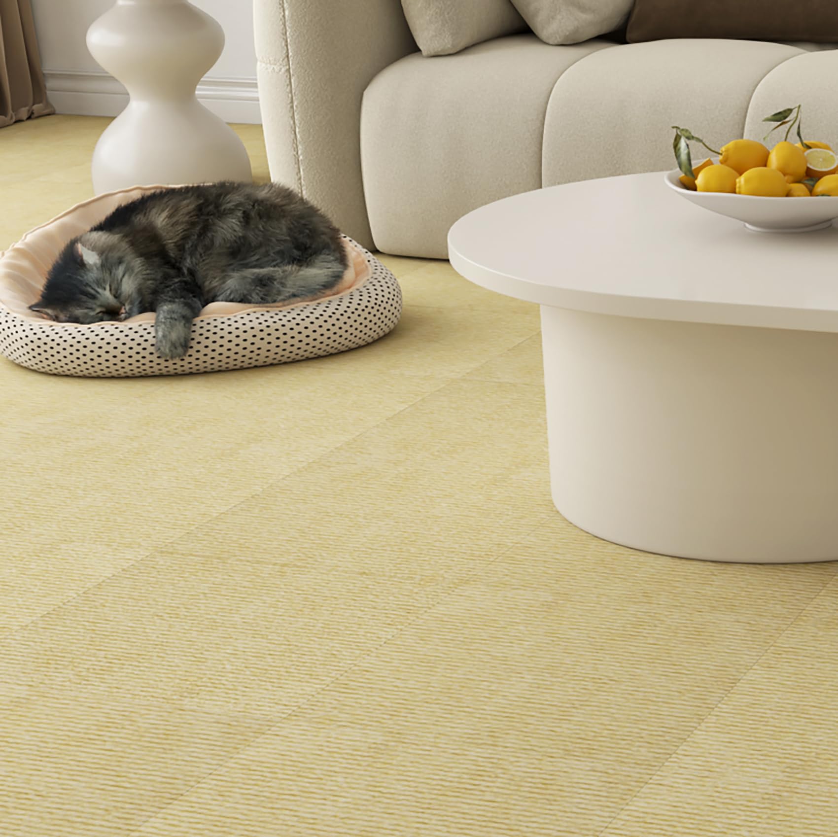 Carreaux de moquette autocollants Livelynine beige 30,5x30,5 cm pour revêtement de sol intérieur