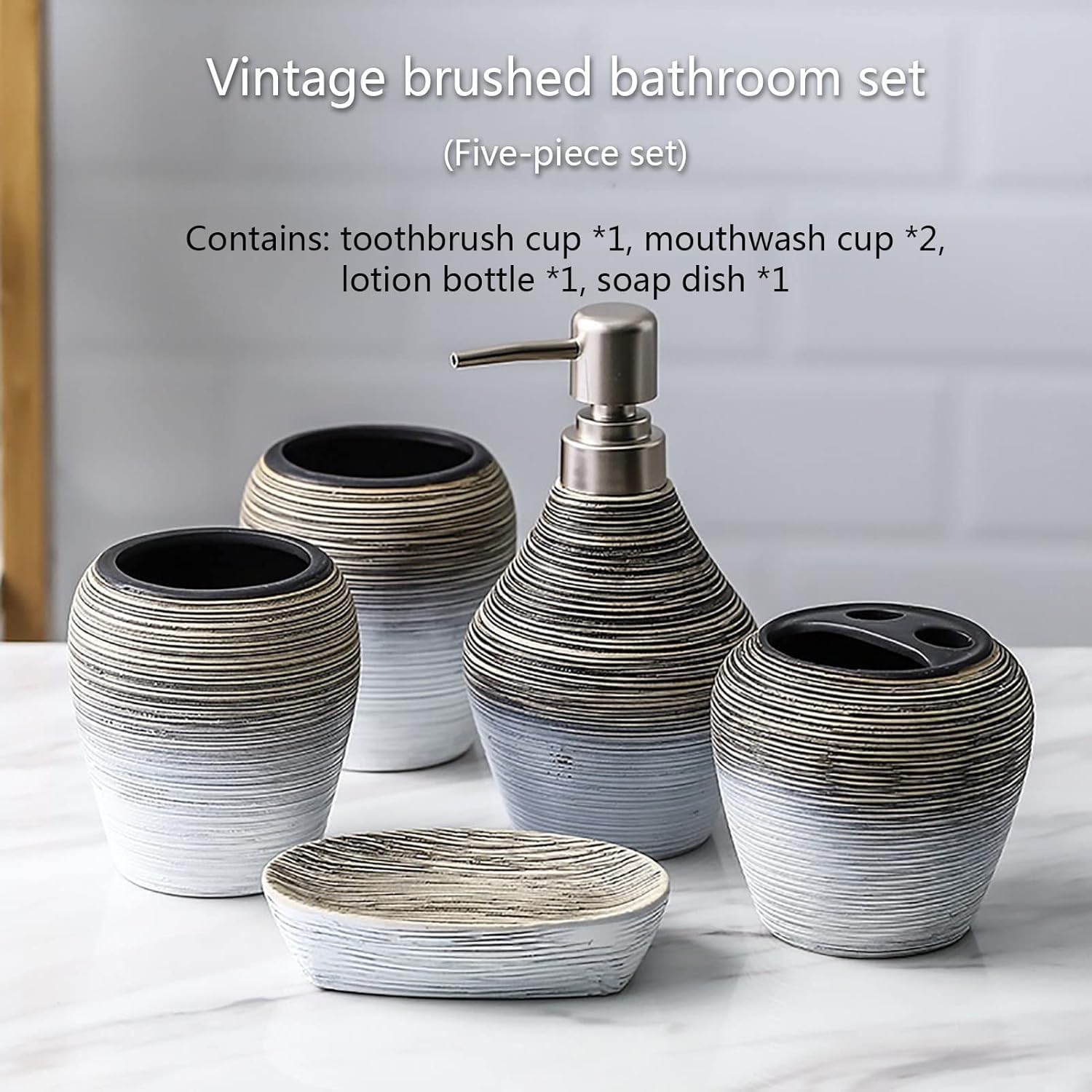 Bote de cerámica para cepillos de Dientes, Accesorios de baño, decoración de encimera de tocador con dispensador de jabón, Kit de Soporte para cepillos de Dientes,B