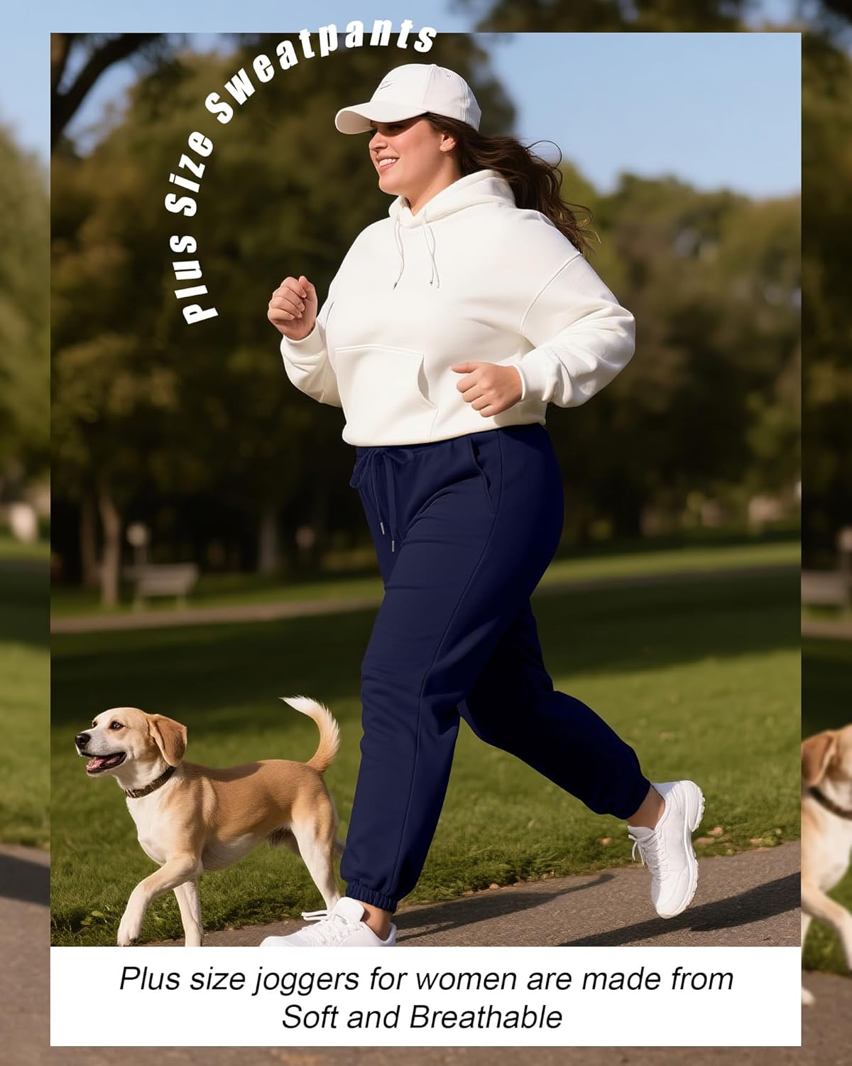 Evervibe 3 Pack Women's Plus Size Joggers, Drawstring Loose Fit Sweatpants Comfy Casual Lounge Pants with Pockets