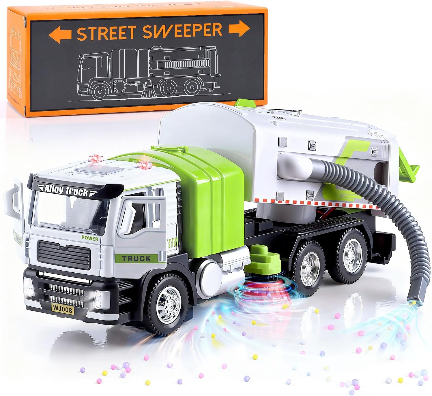 WeeHomm Garbage Truck Toy with Lights and Sounds, Play Vacuum Street Sweeper Trash Truck, Battery Powered Recycling Car Vehicle Toys for Boys Girls Kids Toddler Gift for Christmas Birthday