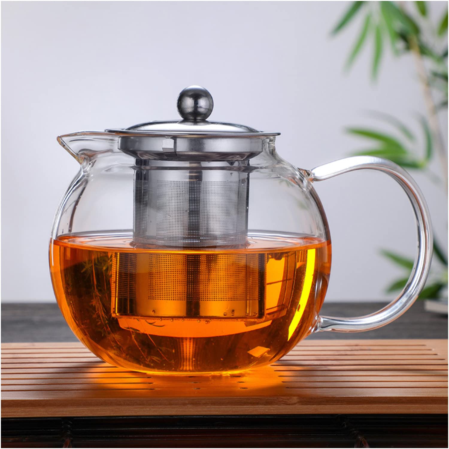 Occuwzz® teapot with Removable Infuser, 44oz Glass Teapot, Tea Kettle Stovetop Safe, Blooming and Loose Leaf Clear Tea Maker Set, 1300ml