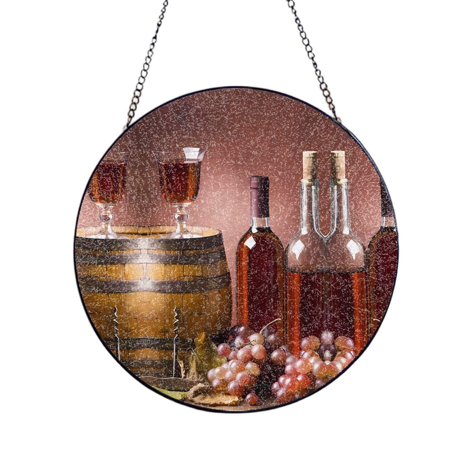 Phayah Drink And Food Print Glass Window Hanging Sun Catchers Suncatcher Decor For Birthday For Home Garden Porch 8in（20cm）