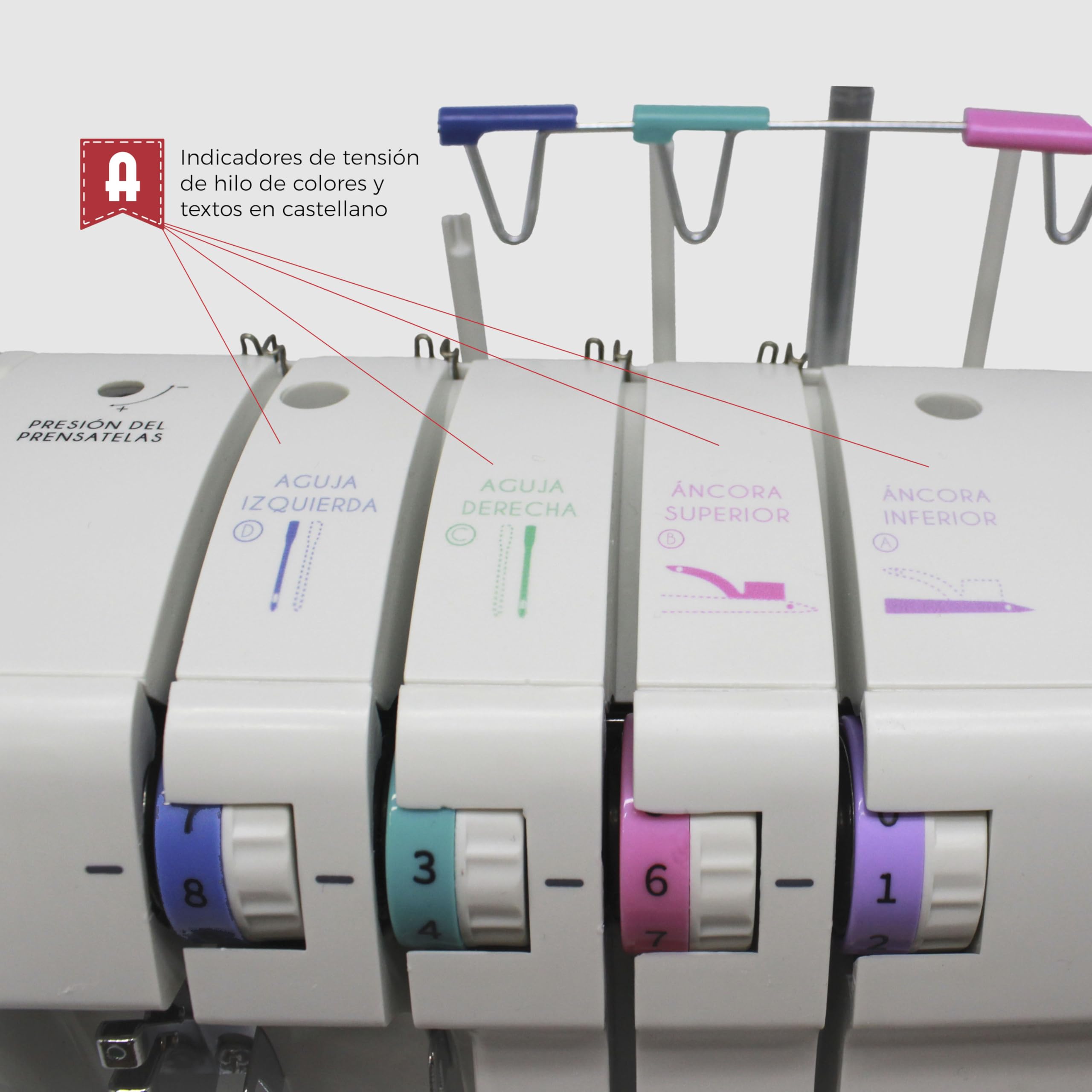 ALFA Remalladora-Overlock doméstica 8712 2/3/4hilos con Motor Servo sin escobillas/Energéticamente eficiente (ahorro de hasta un 70%)1300 ppm/Área de trabajo ampliada