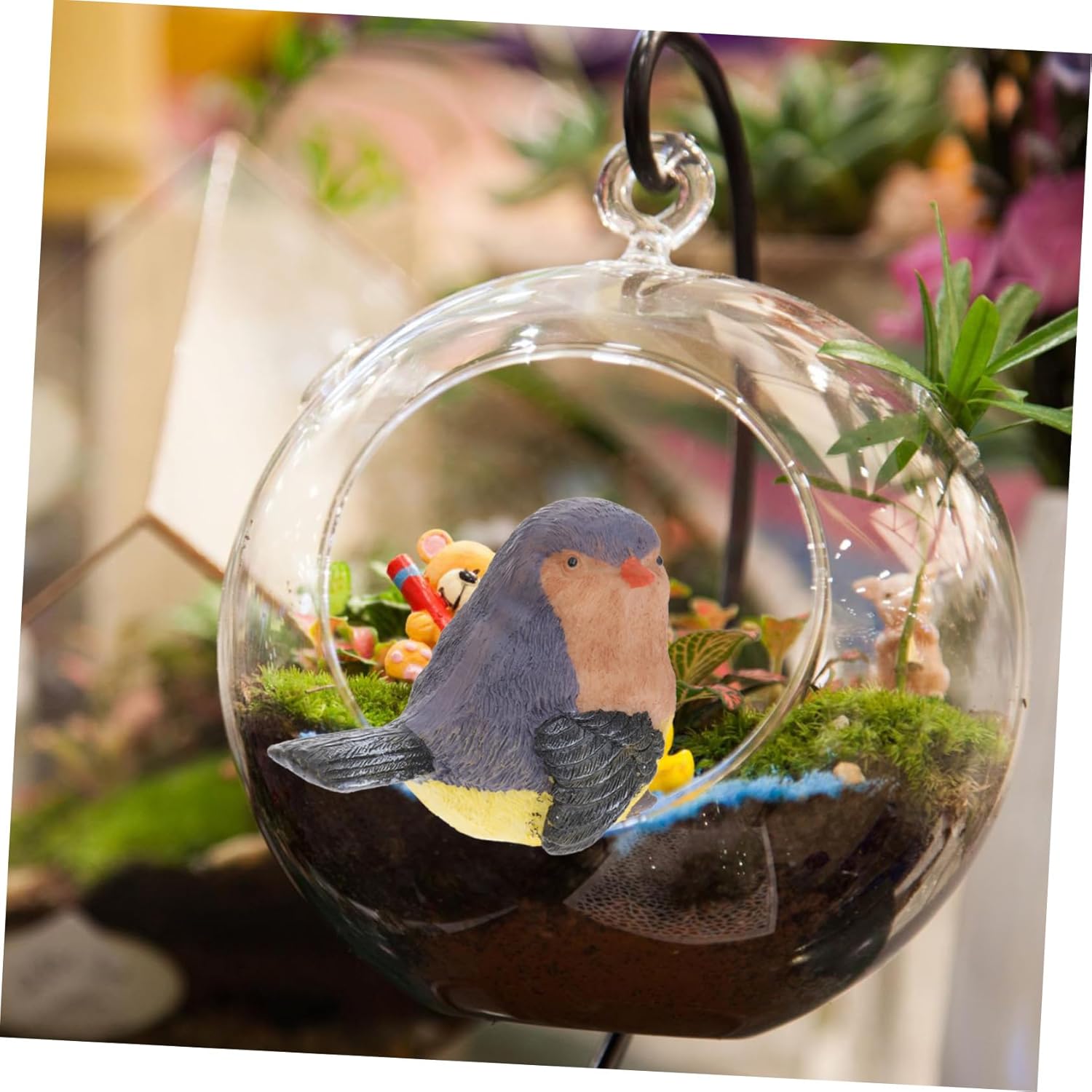 MERRYHAPY 4pcs Resin Bird Ornaments for Home Office Mini Garden Decoration -Shaped Sculptures and Miniature Decor for Potted Plants and Desktop Displays