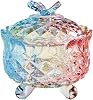 Royal Embossed Clear Glass Apothecary Jar with Lids,Candy Jar Containers Wedding Candy Buffet Jars,Crystal Jewelry Box Glass Biscuit Jar -10oz (Fly)