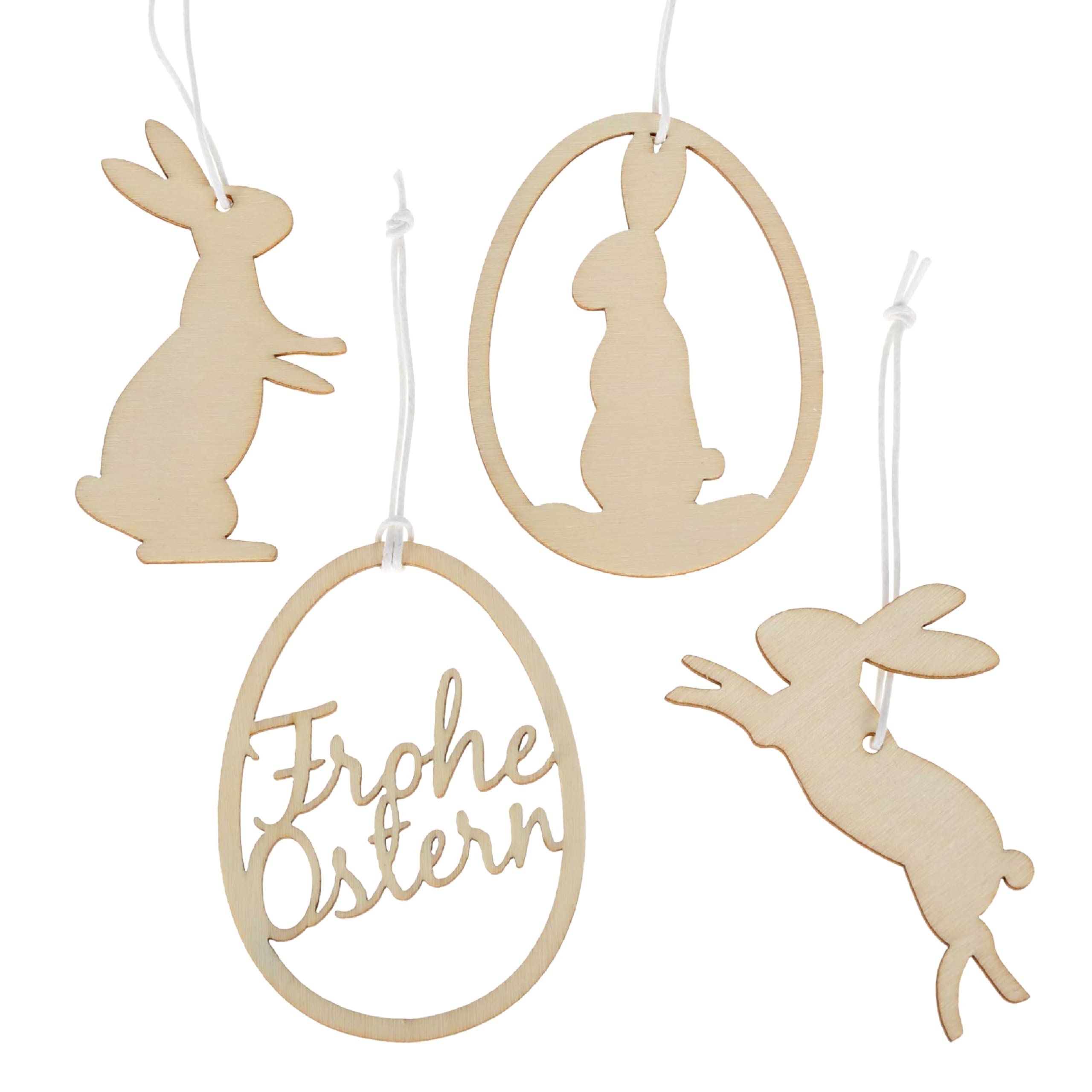 Papierdrachen 12 Wooden Easter Pendants, Reusable Easter Decoration 7 x 7 cm, 1.8 cm Thick, 4 Different Designs 3 x Each