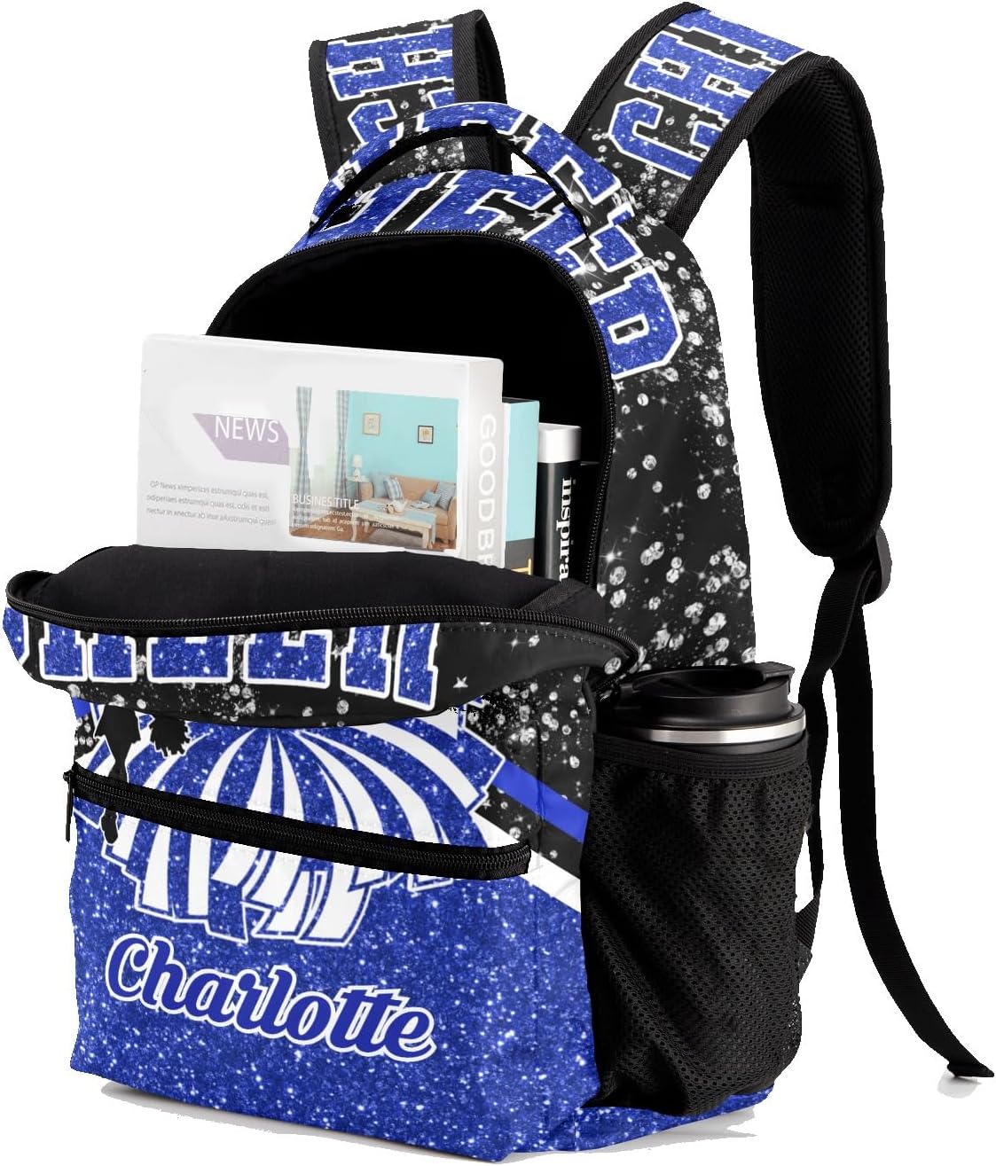 Blue Cheer Custom Cheer Backpack Cheer for Cheerleader Personalized Cheerleading Backpack Bag, Cheer Coach Casual Travel Daypack - Image 4