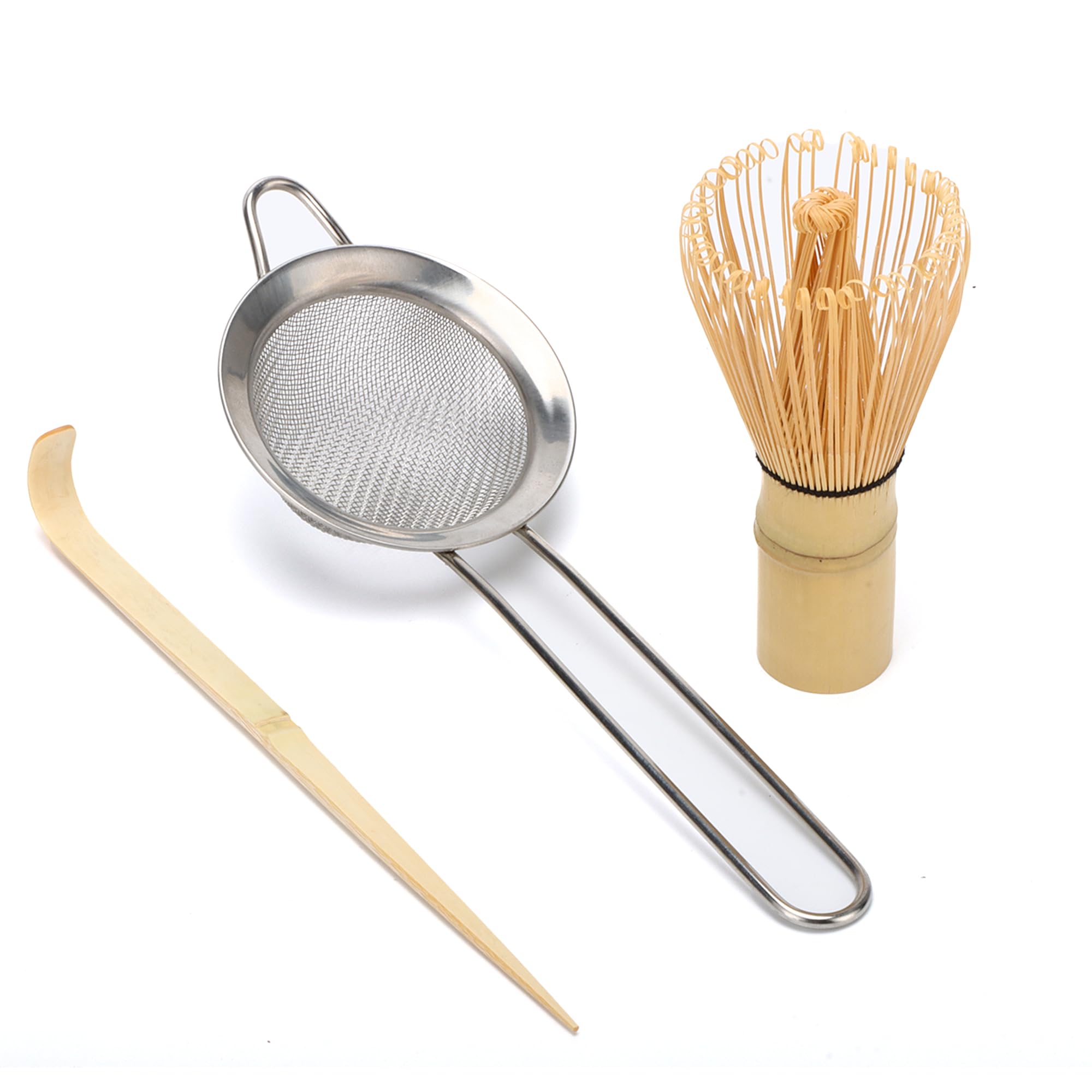DiDiBirDi Matcha Whisk Set,Bamboo Matcha Whisk (Chasen),Traditional Scoop (Chashaku),Stainless Steel Sifter,Japanese Tea Tools For Ceremony
