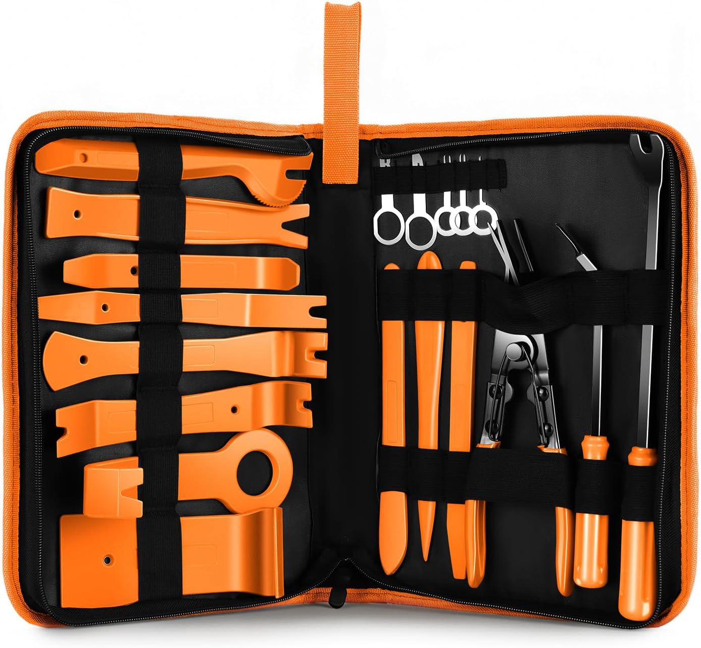 ‎DNA Motoring TOOLS-00248 Car Trim Removal Tool Kit, Clip Plier Upholstery Remover Set for Auto Door Panel Audio Dashboard, with Storage Bag,Orange