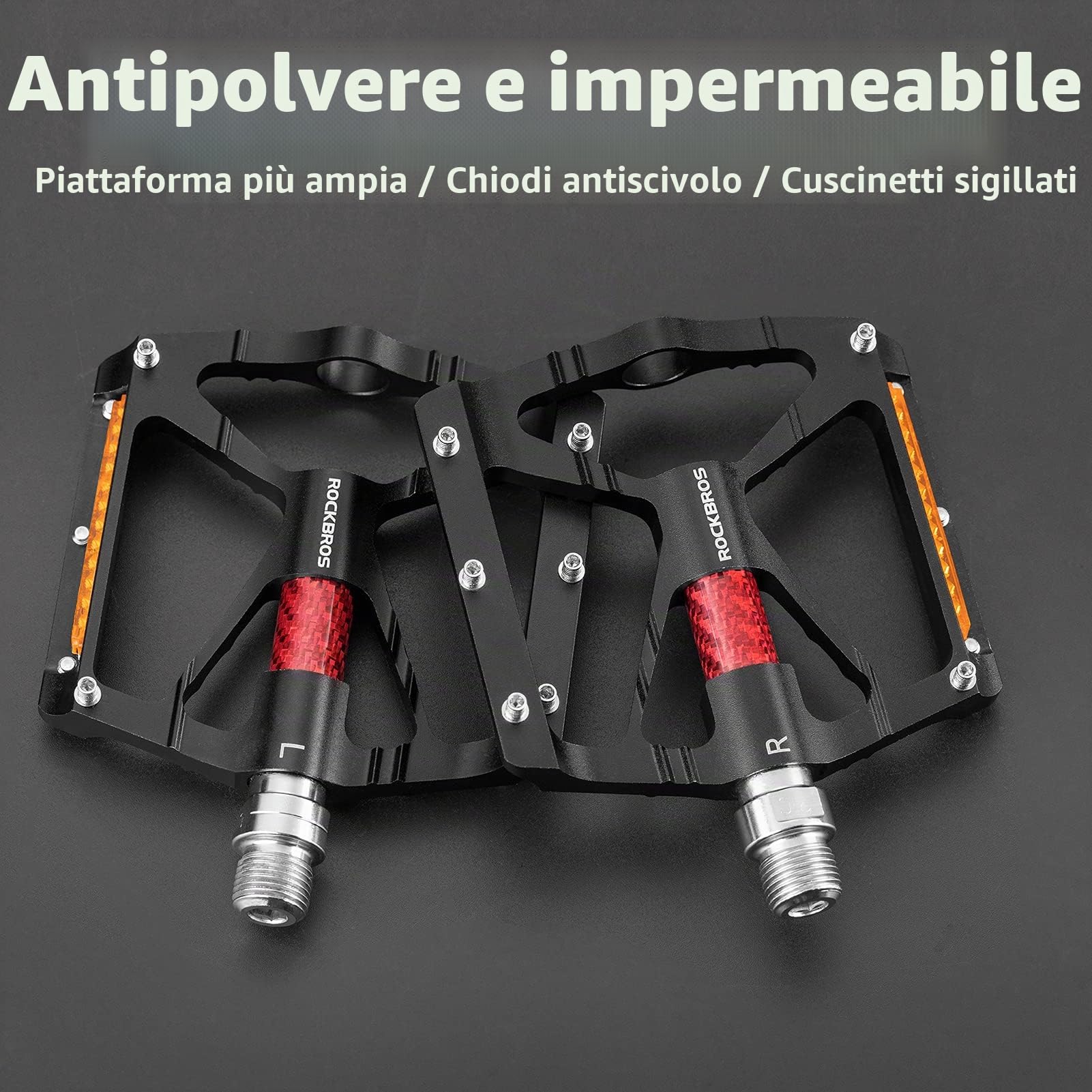 ROCKBROS Pedali per Bicicletta, Pedale MTB in Lega di Alluminio 9/16 "con Cuscinetti Sigillati Pedali Antiscivolo Nero/Blu