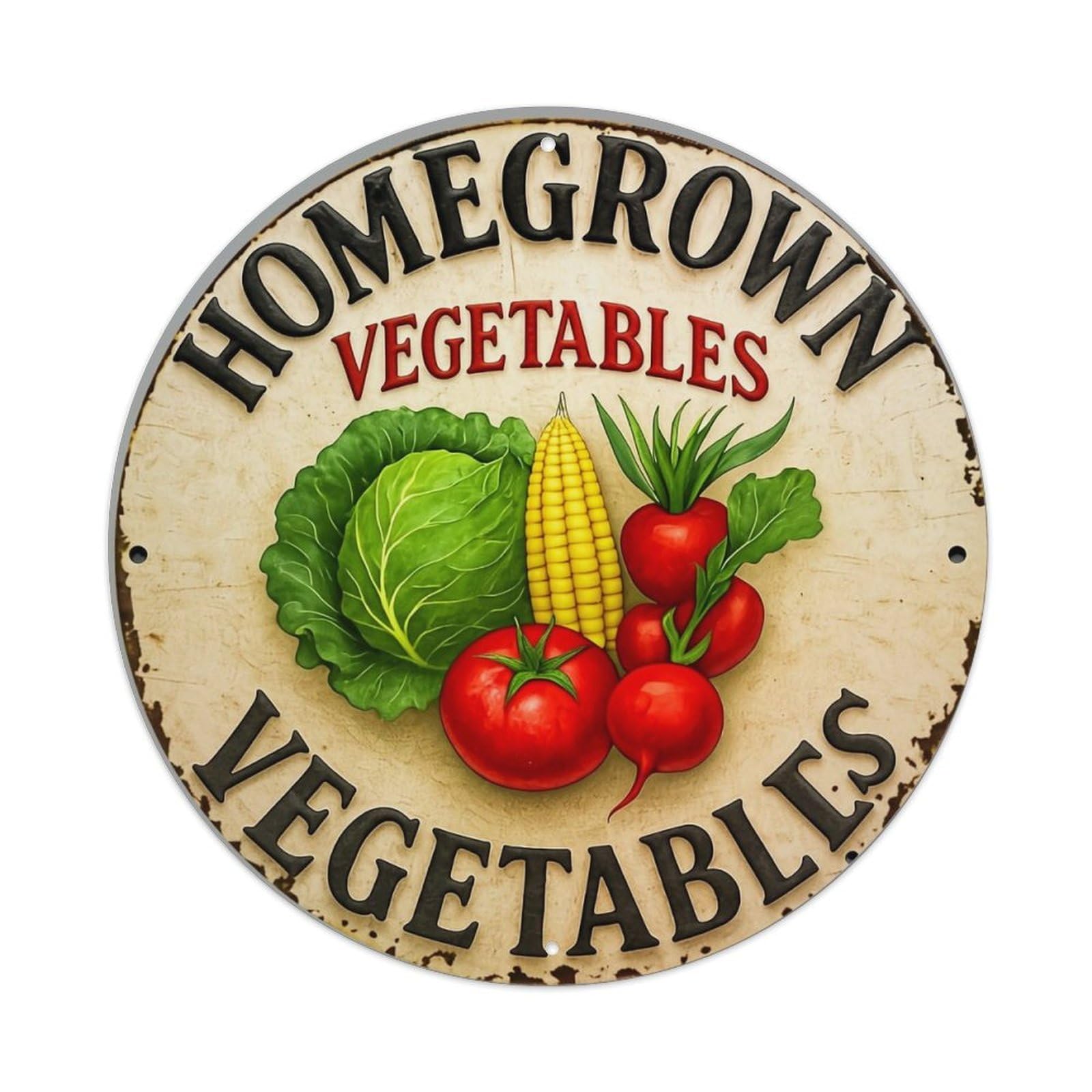 Jdyansheng Vintage Homegrown Vegetables Sign Design Tin Sign Metal Poster Metal Signs For Home Man Cave Bar Cafe Kitchen Laundry Room Wall Decorations 8X8 Inches