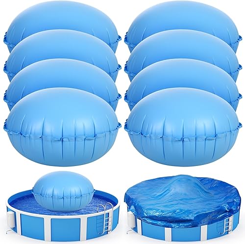 Hungdao 2 almohadas de piscina para piscina sobre el suelo, almohada de aire redonda de 4 x 4 pies, accesorios inflables de natación de invierno