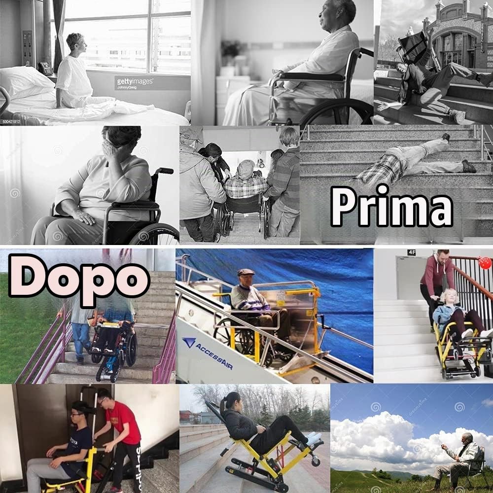 Sedia a rotelle mobile per evacuazione medica, elettrica, Montascale per anziani disabili, pieghevole per scale consente a disabili e anziani di cambiare facilmente