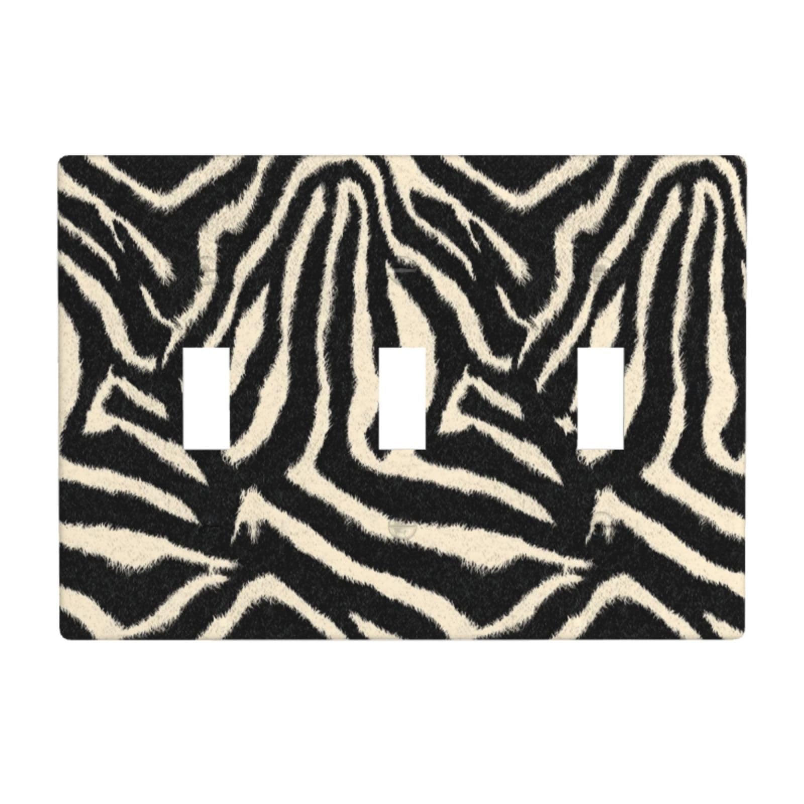 Woshuwo White Black And Beige Zebra Print Light Switch Covers 3 Gang Triple Toggle Wall Plate Switchplate Electrical Faceplate For Bathroom Kitchen Bedroom Decor