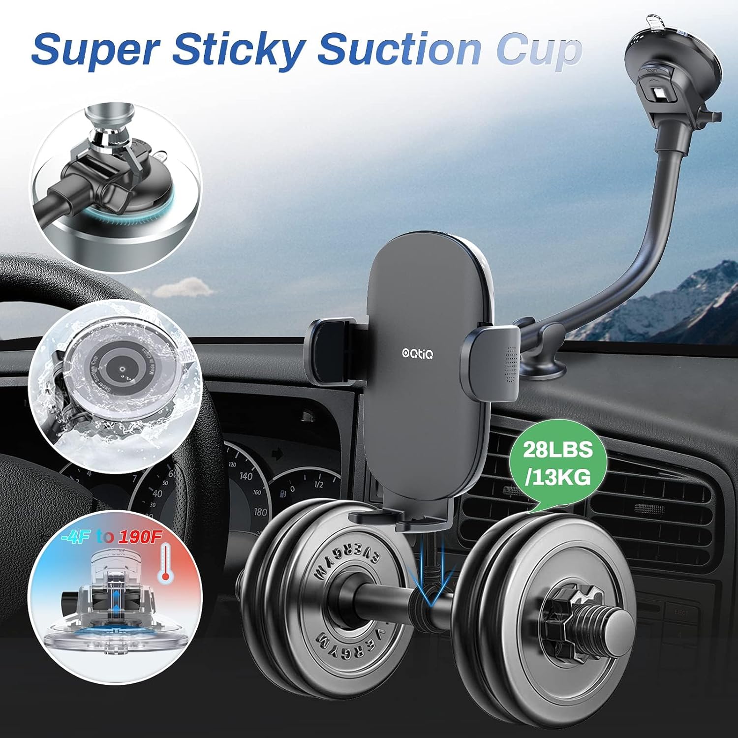 Goosene Car Pe Mount – Windshield & Dashboard Holder with