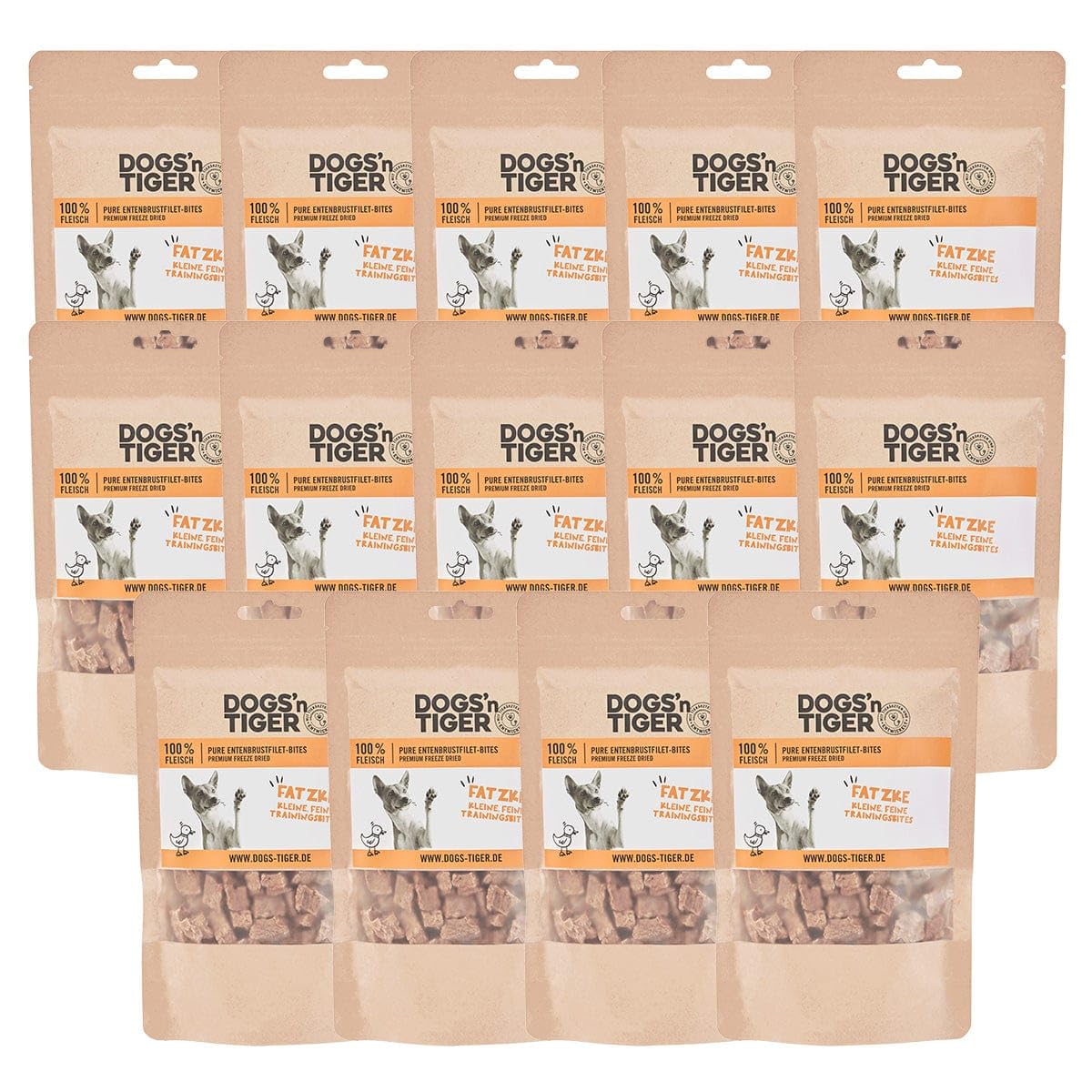 Dogs'n Tiger – przysmaki treningowe ze 100% mięsa – przysmaki dla psów bez cukru, zbóż i sztucznych aromatów – dobrze tolerowane (liofilizowany filet z piersi kaczki, 14 x 80 g)