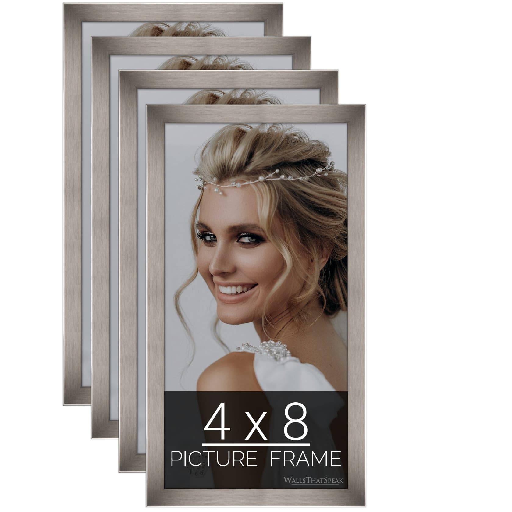 wallsthatspeak 4x8 Stainless Picture Frame for Puzzles Posters Photos or Artwork (4-Pack)