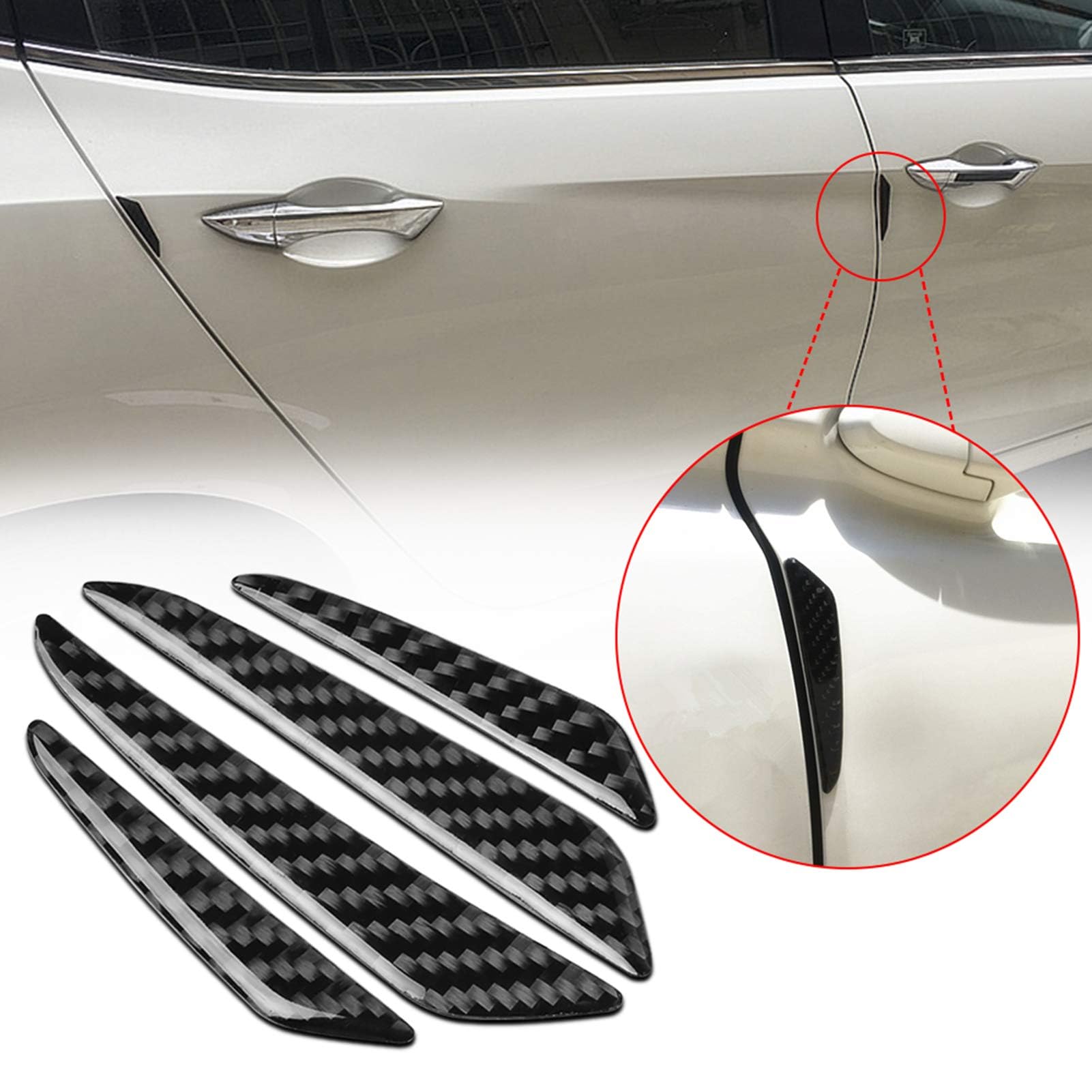 QUARKZMAN - Lot De 4 Protège-bords De Porte Voiture - Bandes PVC Adhésives Anti-rayures - Blanc, Universel