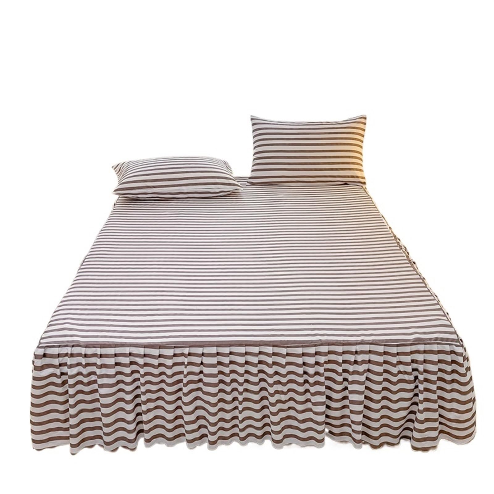 EJvkrbtx Ruffle Wrap Bedspread Bed Skirt Set With Pillowcase 3pcs Multiple Sizes(17,120x200cmx30cm 3pcs)