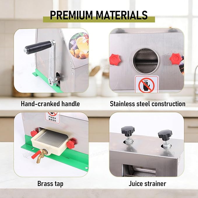 Extractor de Jugo de Caña Manual - Prensado a Manivela, 3 Rodillos Ajustables miniatura 6