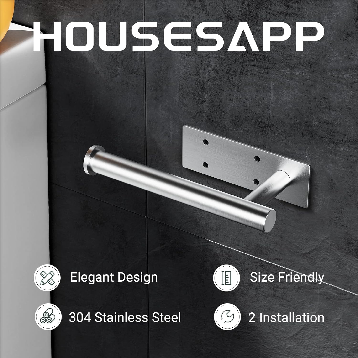 Toilet Paper Holder Wall Mount, HOUSESAPP Bathroom Paper Roll Holder, SUS304 Stainless Steel 2 Installation Methods Adhesives : Tools & Home Improvement