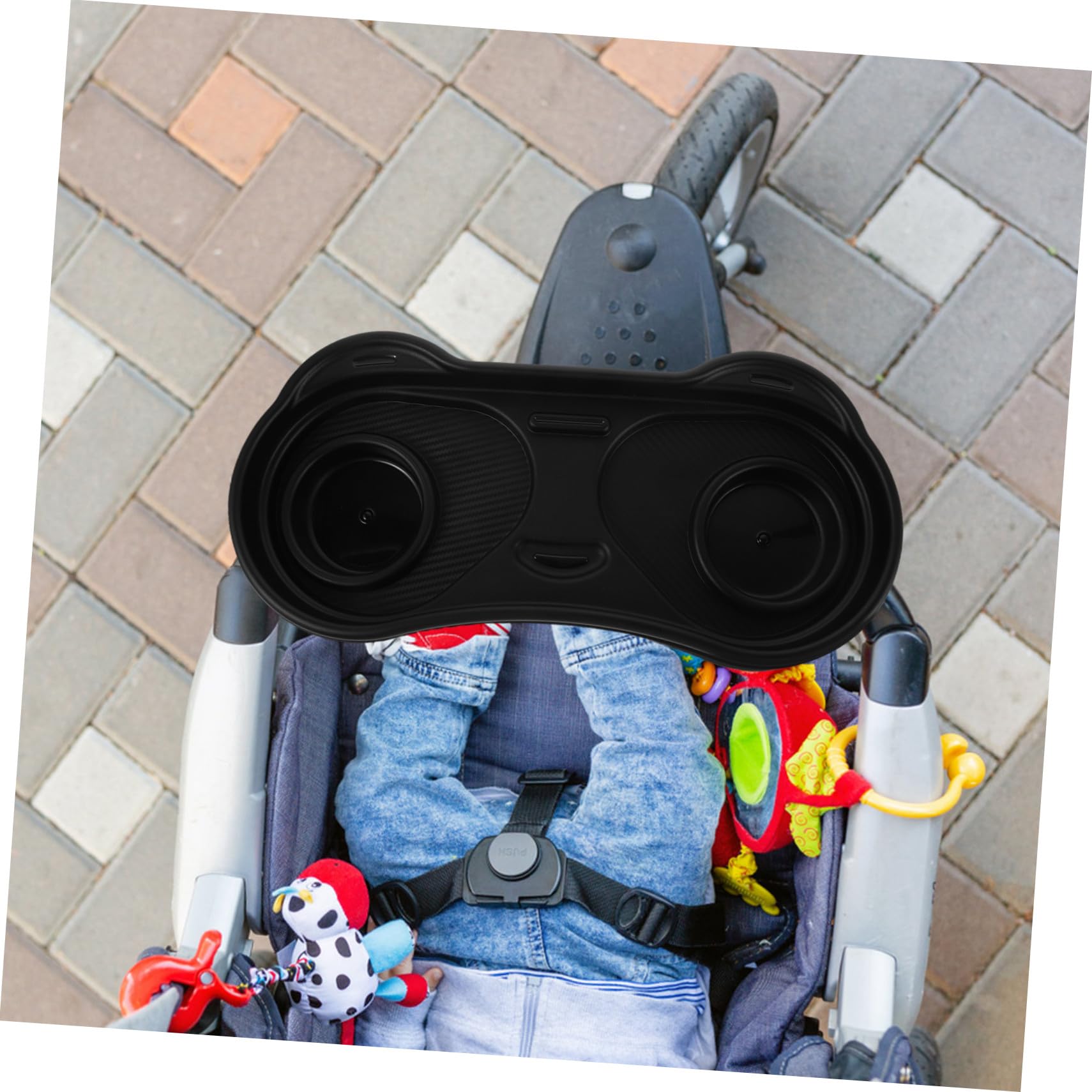 Bandeja para Carrito de Niña con Diseño Panda Placa de Almacenamiento Antideslizante y Portavasos Accesorio Desmontable para Paseo y